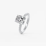 Elongated Cushion Twisted Multi Stones Lab Grown Diamond Engagement Ring