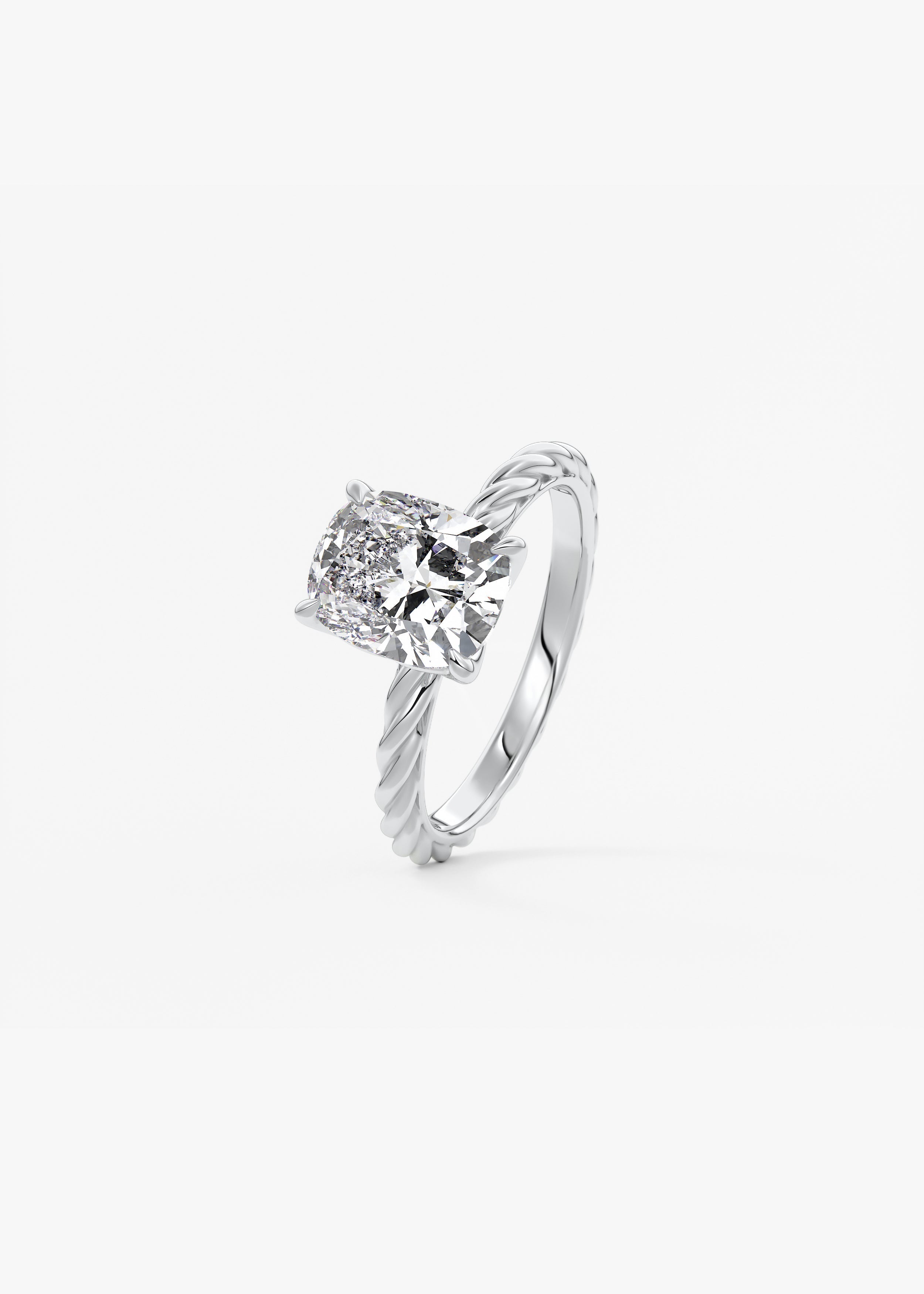 Elongated Cushion Twisted Multi Stones Lab Grown Diamond Engagement Ring