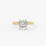 Elongated Cushion Twisted Multi Stones Lab Grown Diamond Engagement Ring