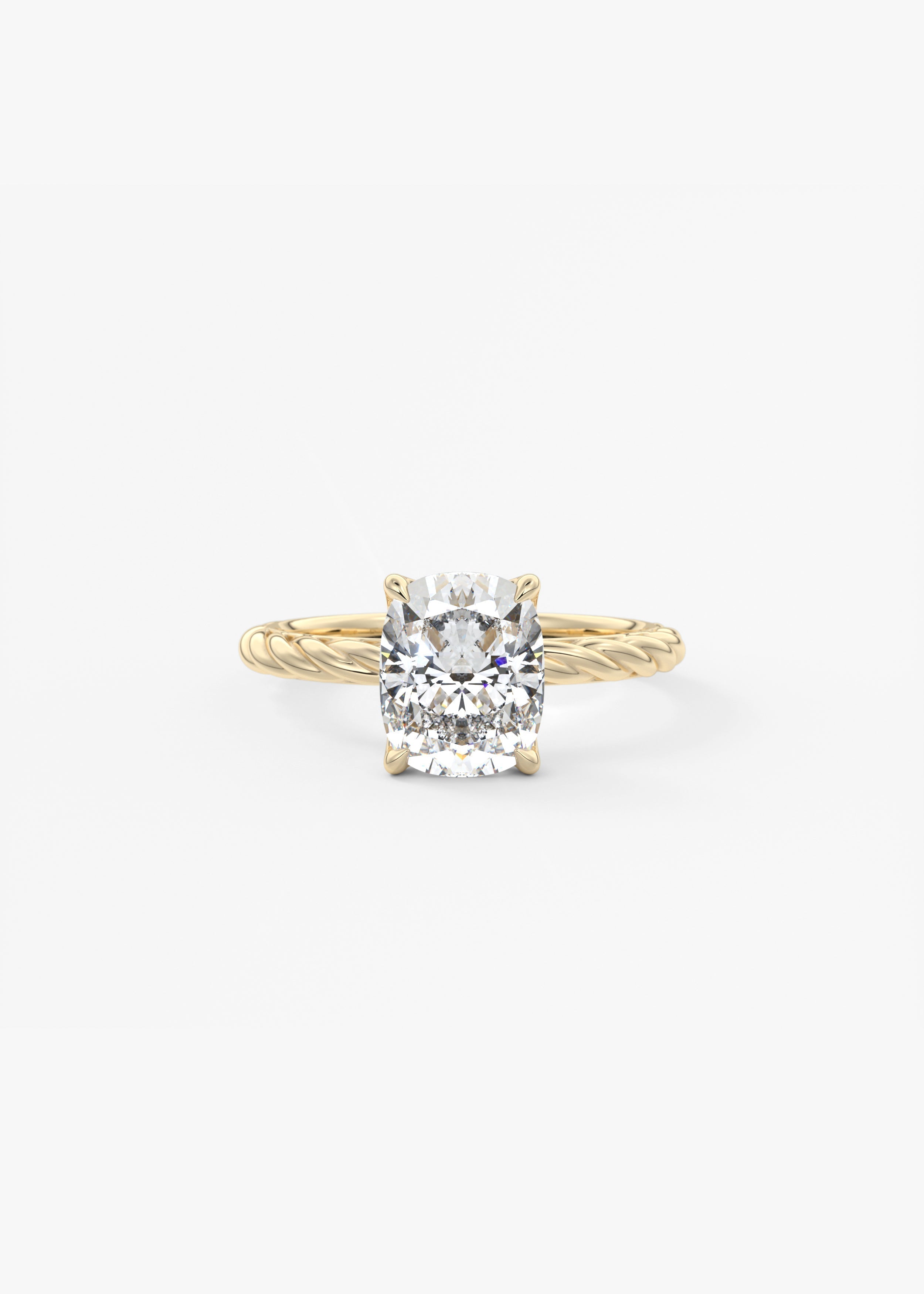 Elongated Cushion Twisted Multi Stones Lab Grown Diamond Engagement Ring