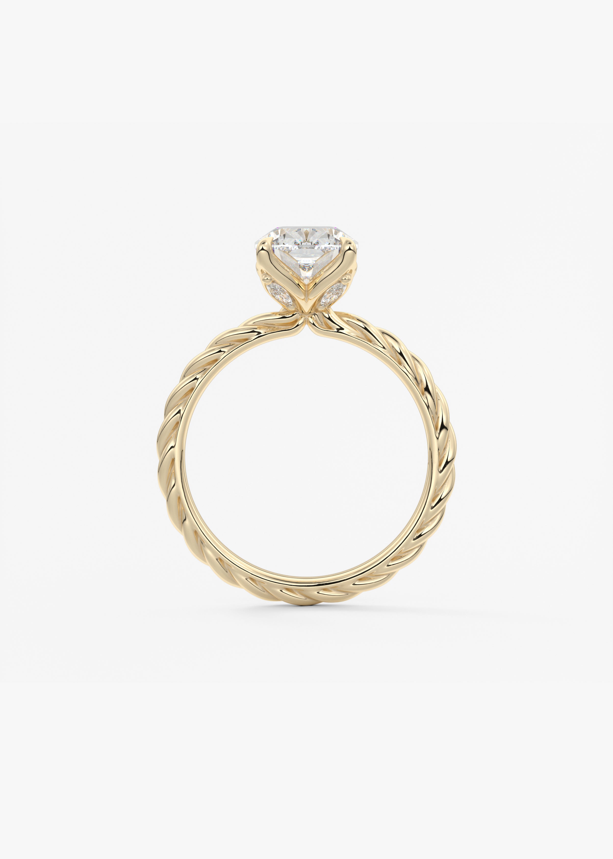 Elongated Cushion Twisted Multi Stones Lab Grown Diamond Engagement Ring