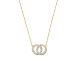 1.50 CT Round Moissanite Diamond Double Circle Pendant Necklace in Solid Gold 1