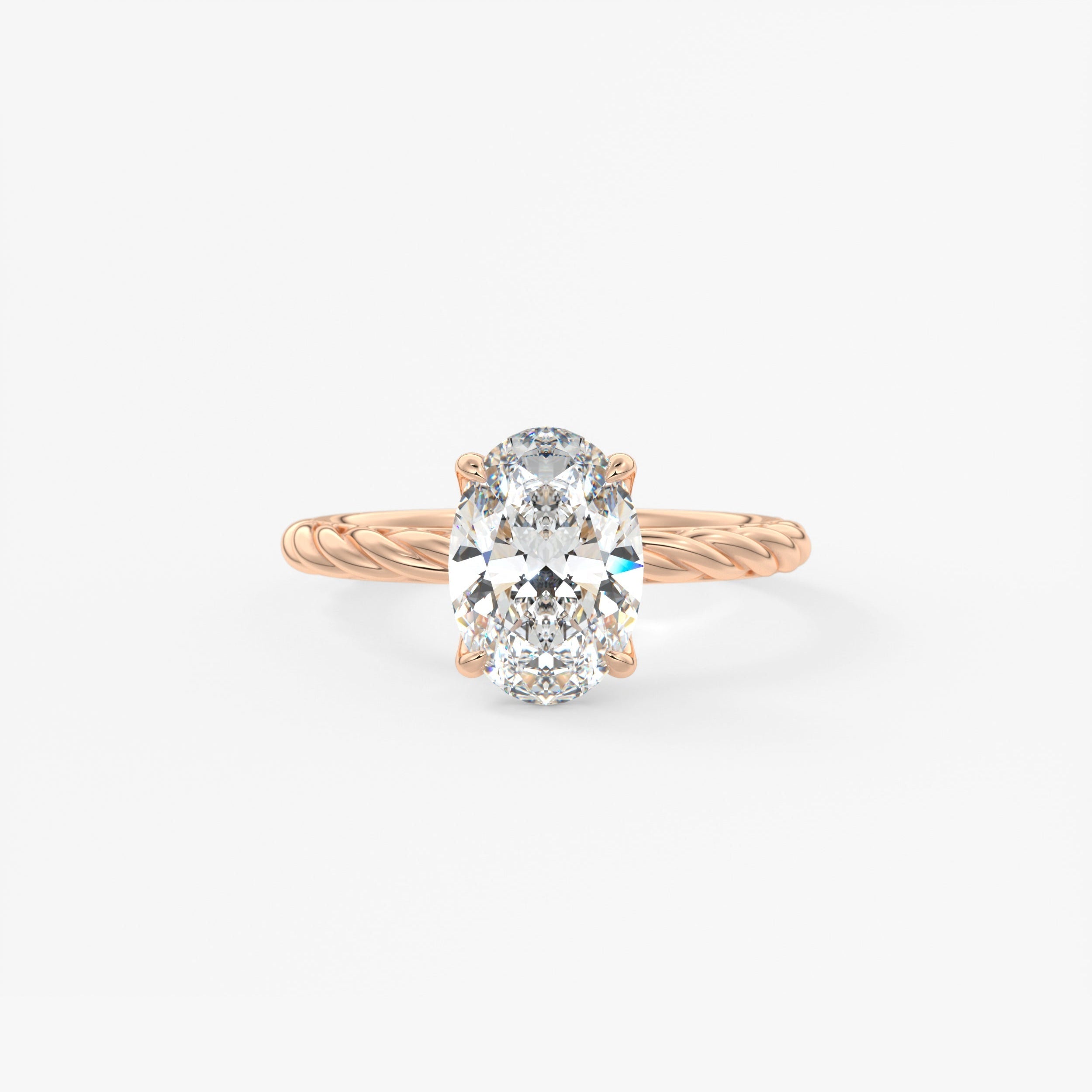 Oval Twisted Multi Stones Lab Grown Diamond Engagement Ring