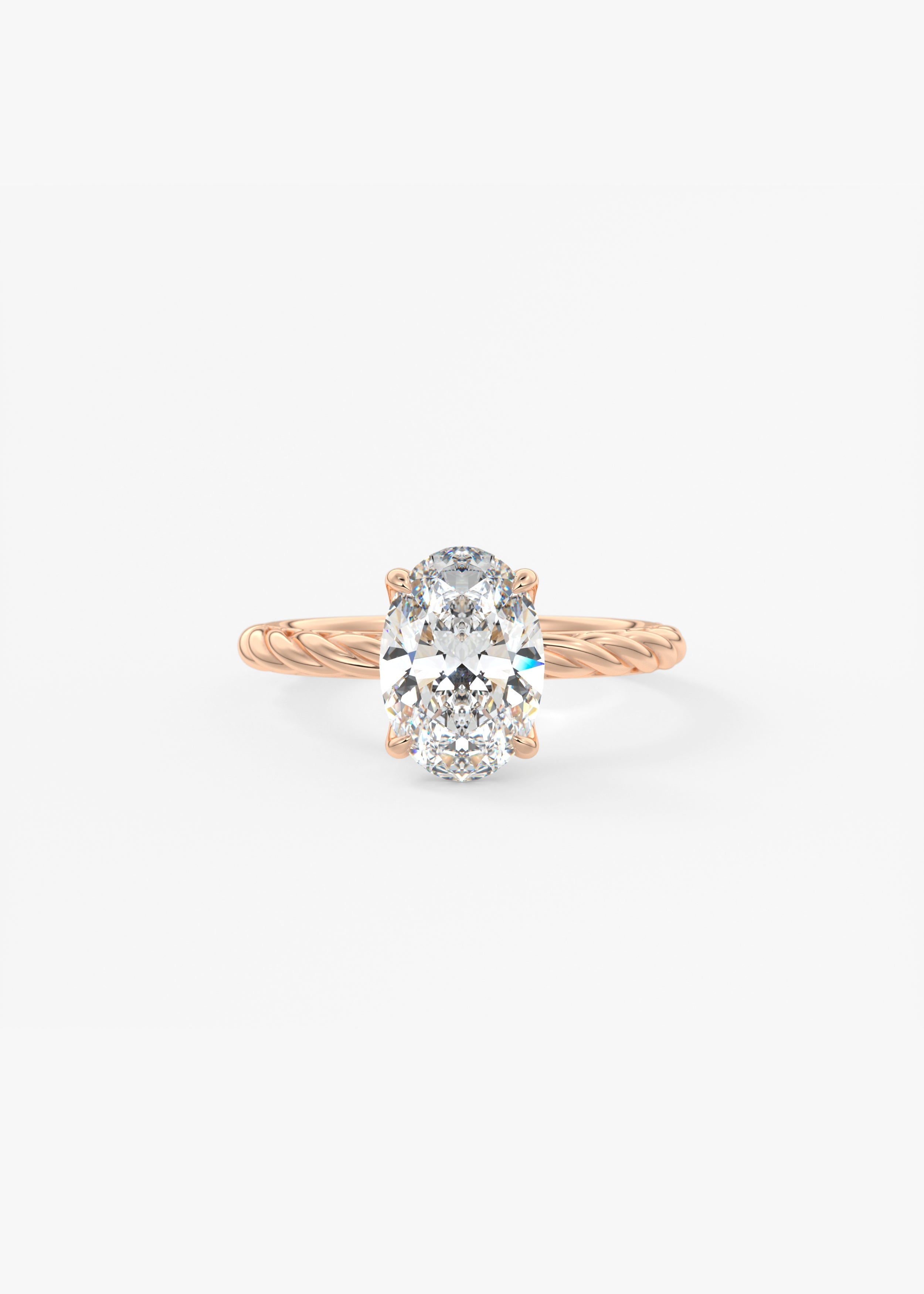 Oval Twisted Multi Stones Lab Grown Diamond Engagement Ring