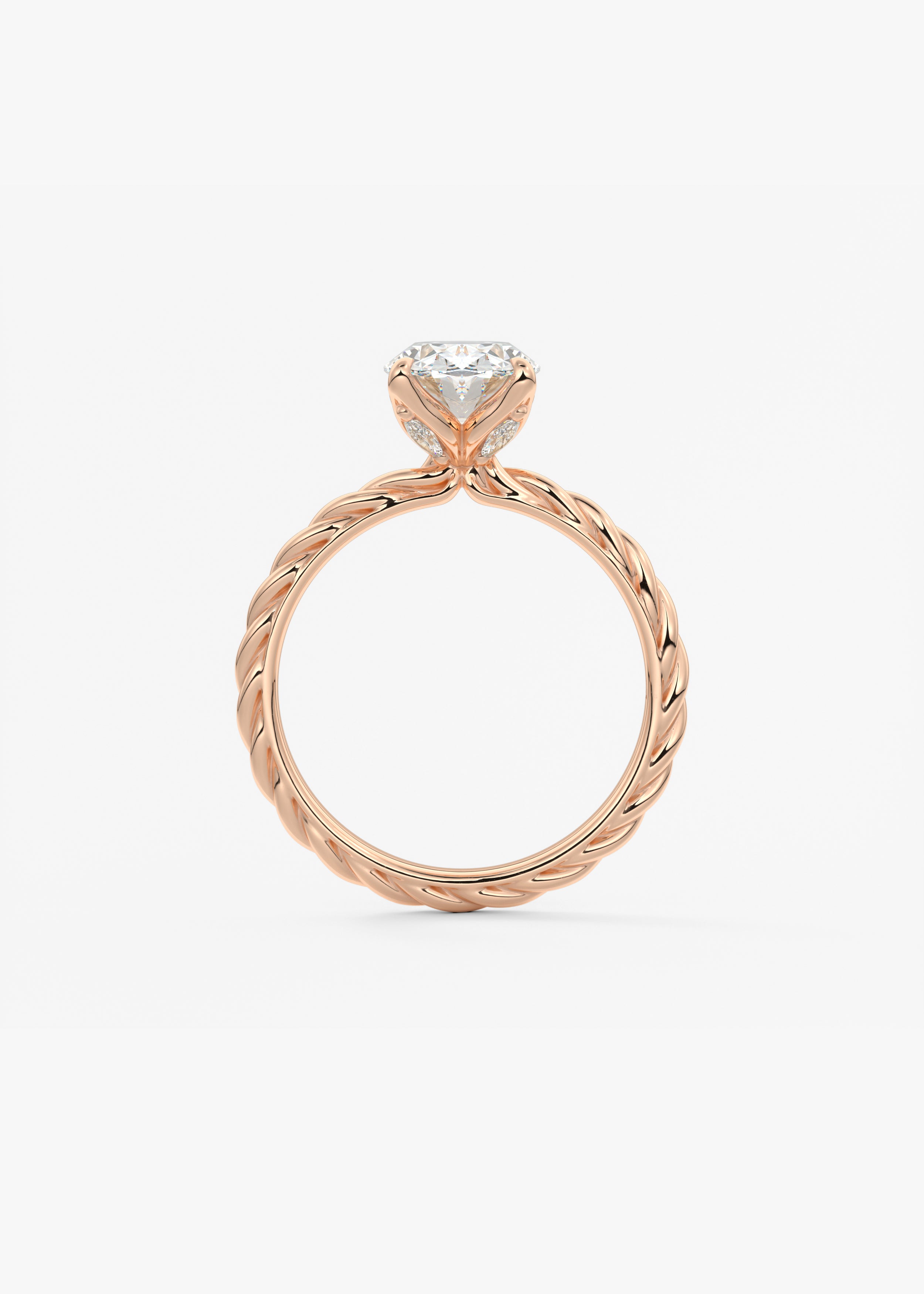 Oval Twisted Multi Stones Lab Grown Diamond Engagement Ring