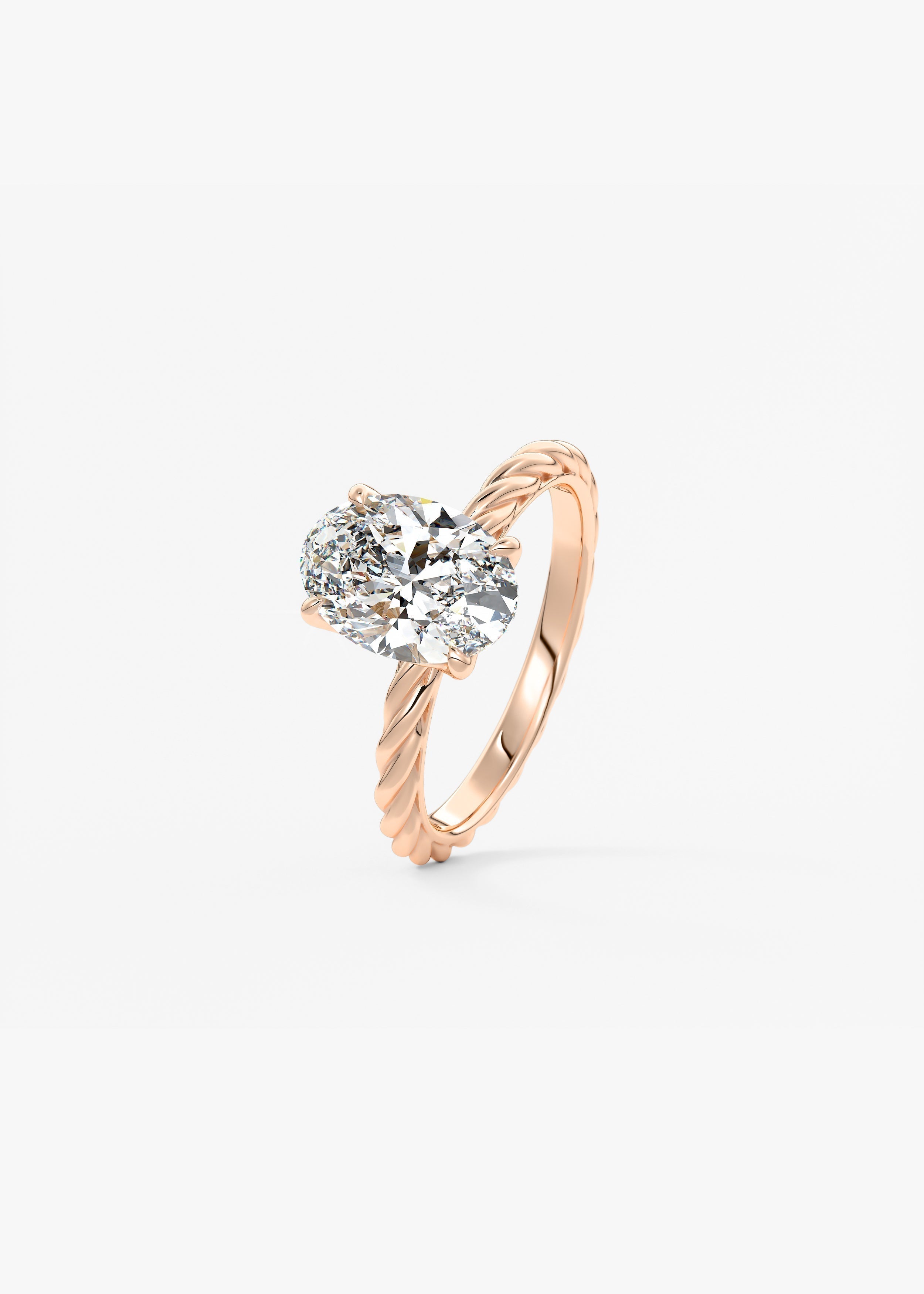 Oval Twisted Multi Stones Lab Grown Diamond Engagement Ring