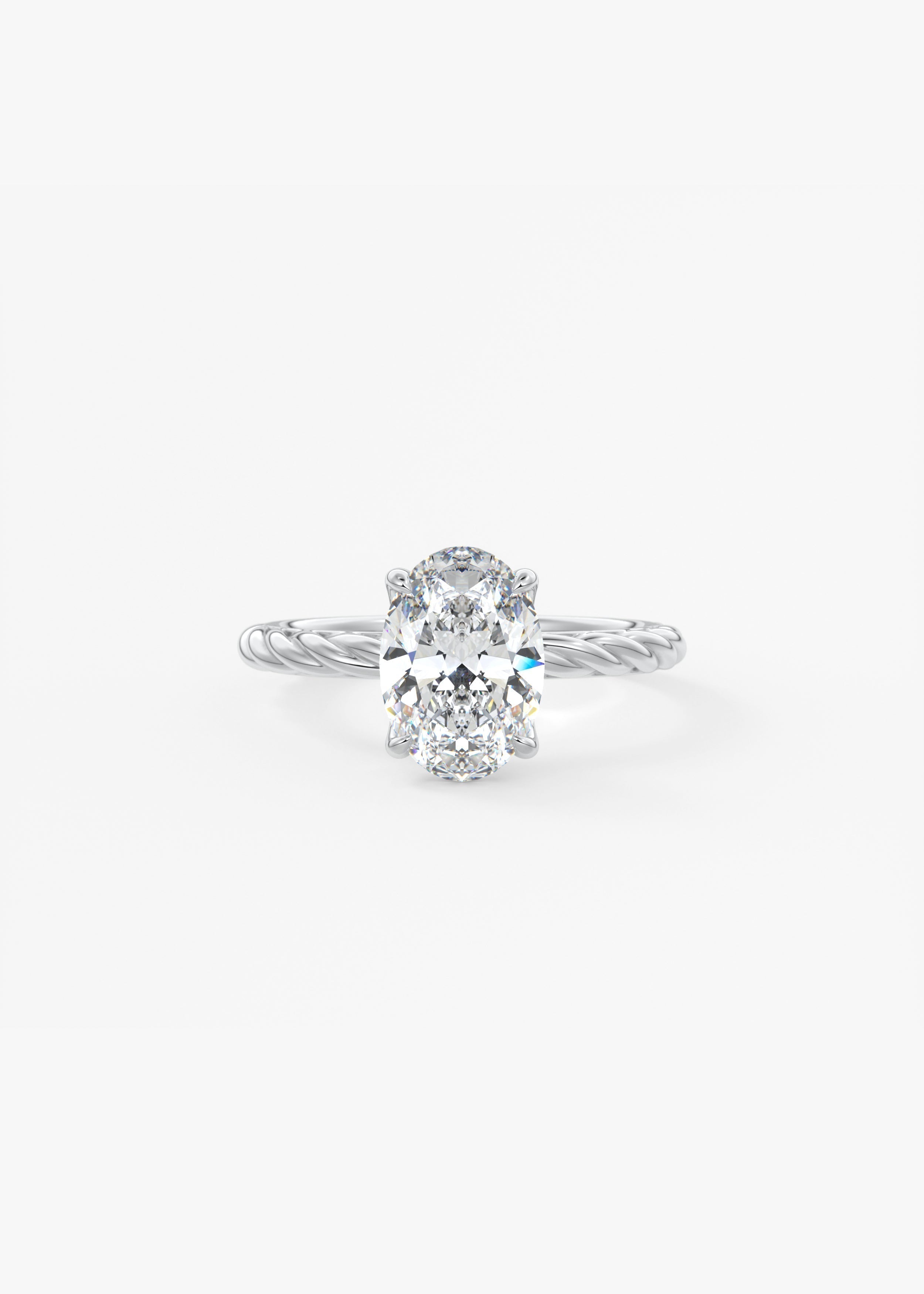 Oval Twisted Multi Stones Lab Grown Diamond Engagement Ring