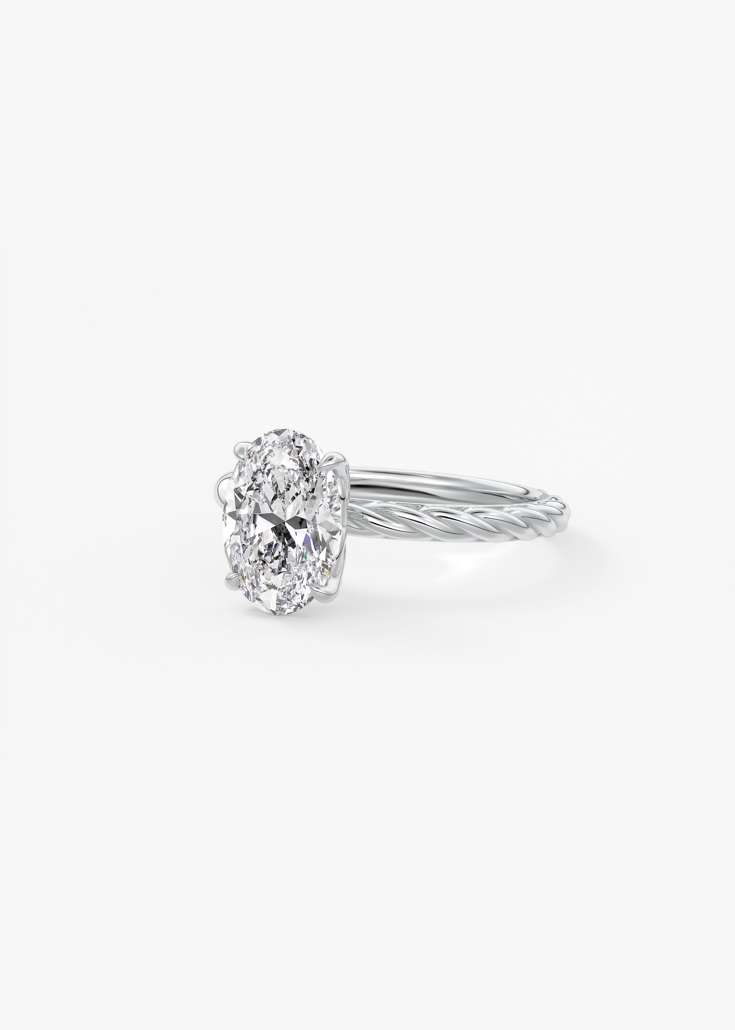Oval Twisted Multi Stones Lab Grown Diamond Engagement Ring
