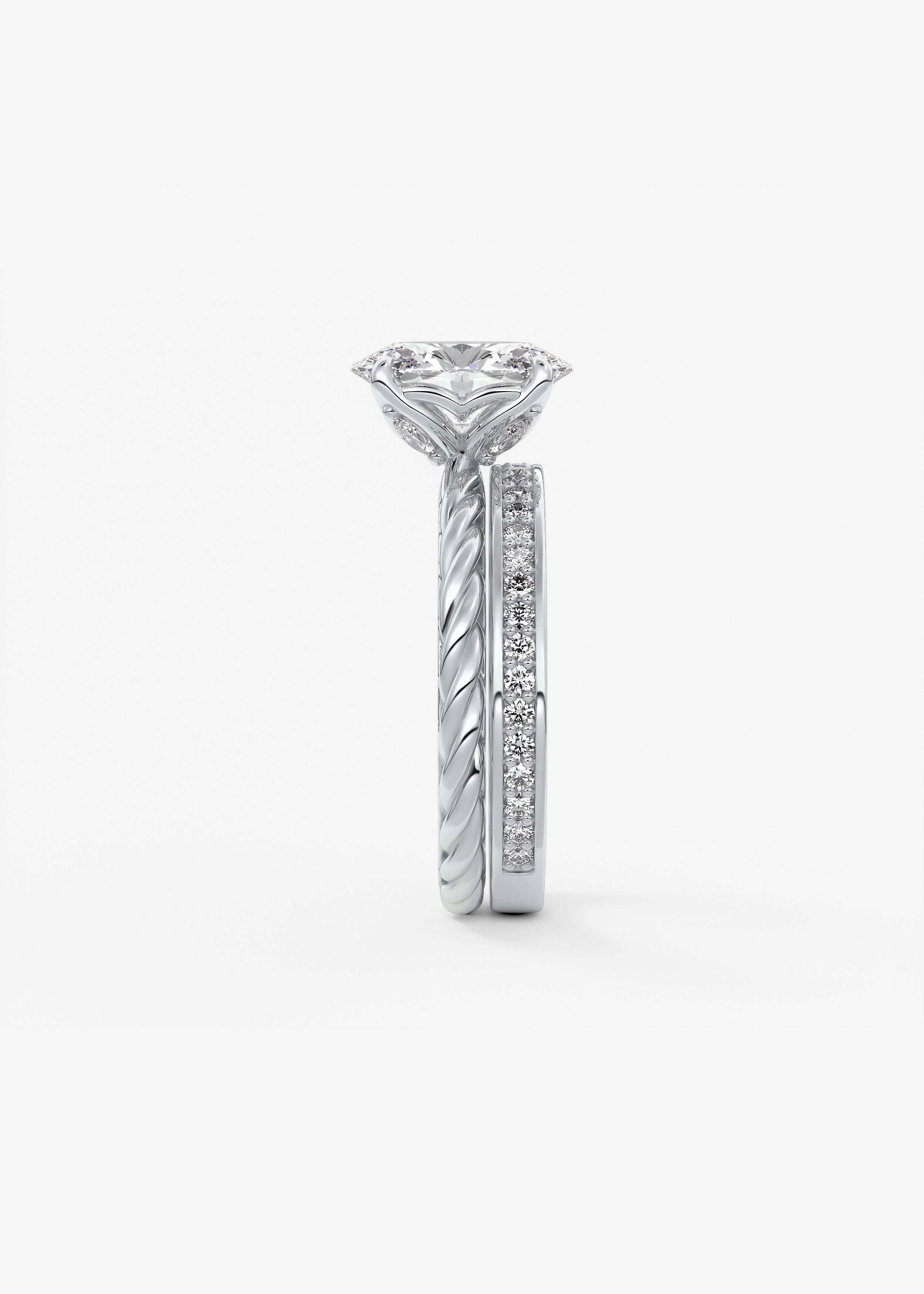 Oval Twisted Multi Stones Lab Grown Diamond Engagement Ring