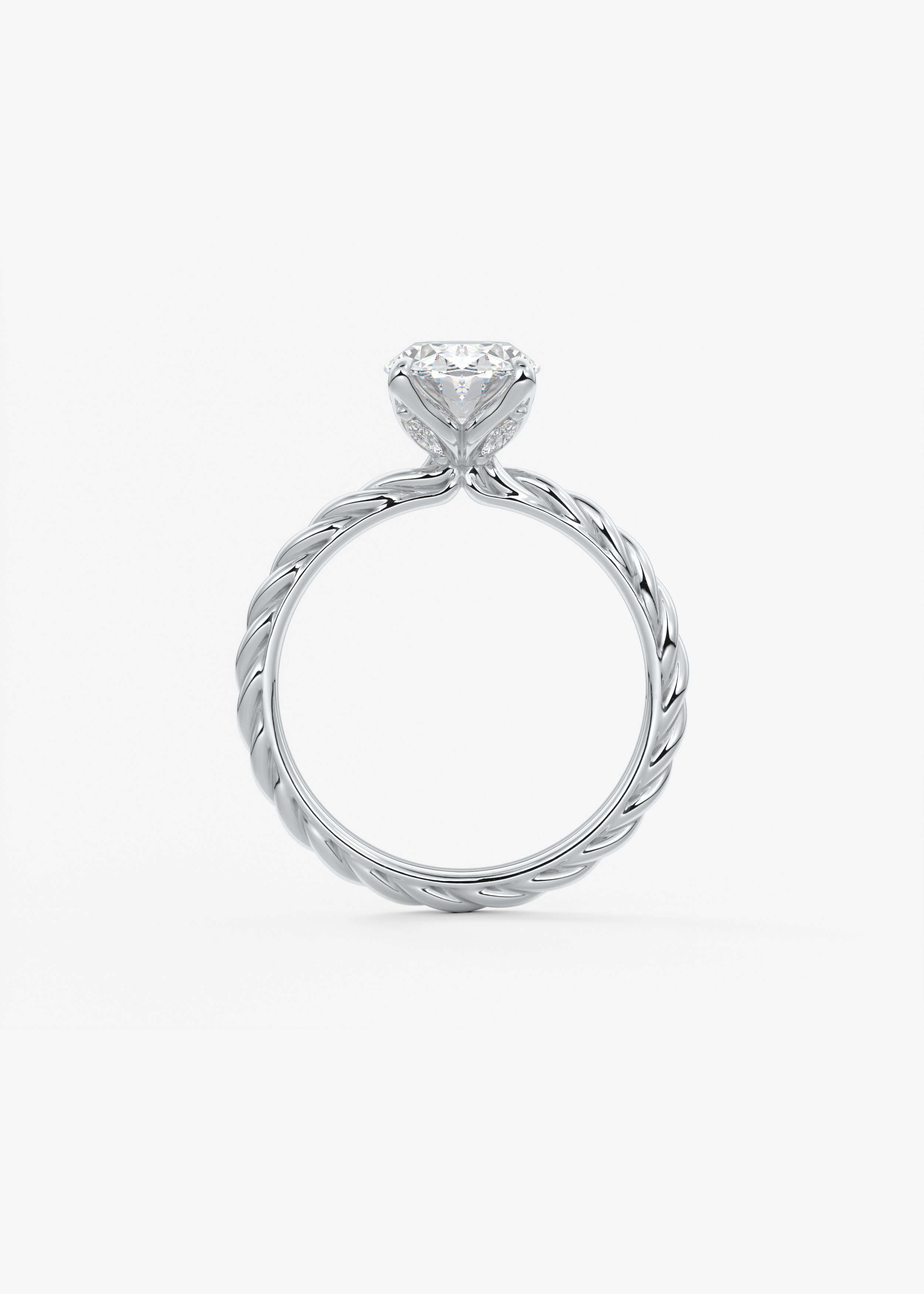 Oval Twisted Multi Stones Lab Grown Diamond Engagement Ring