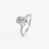 Oval Twisted Multi Stones Lab Grown Diamond Engagement Ring