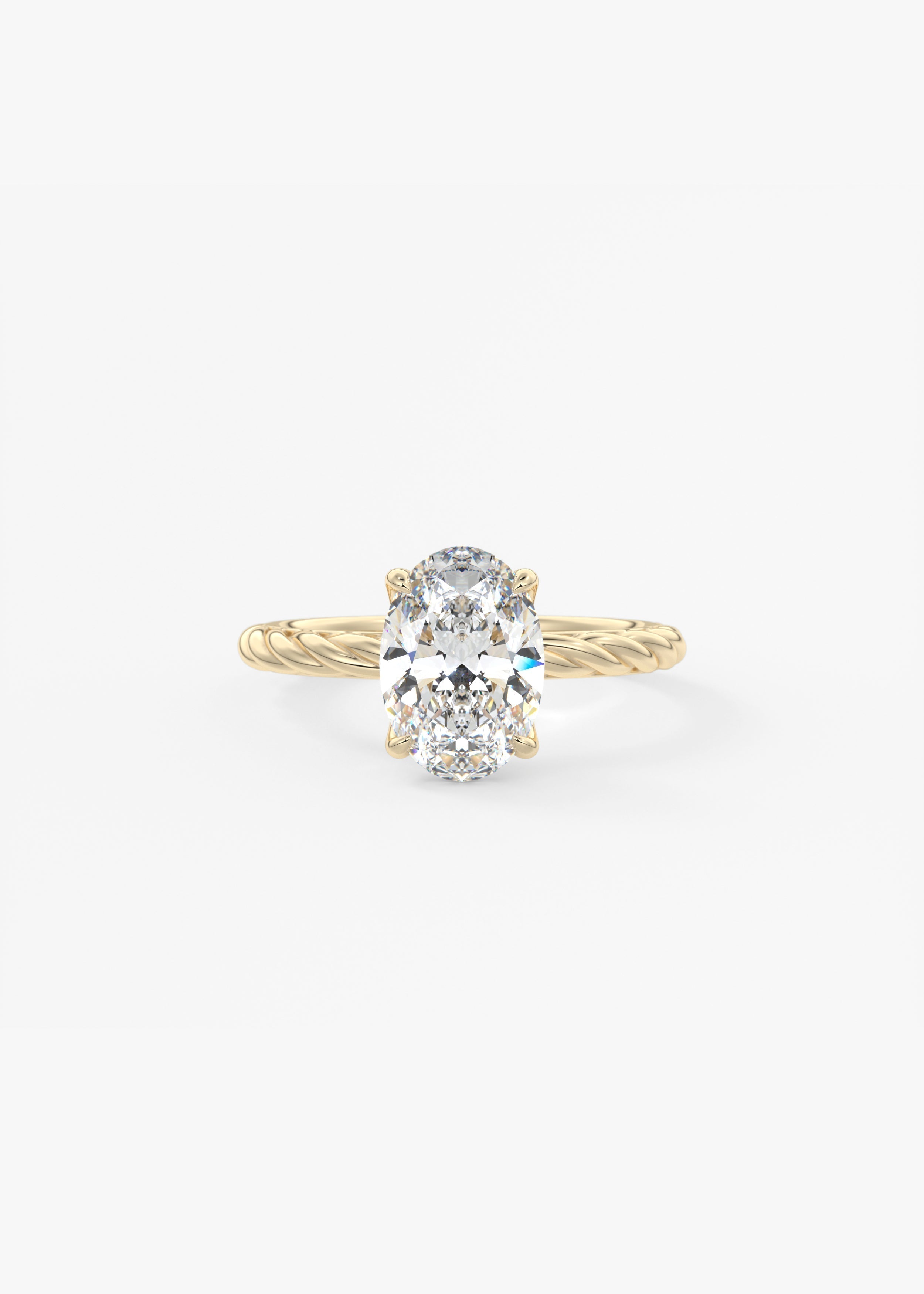 Oval Twisted Multi Stones Lab Grown Diamond Engagement Ring