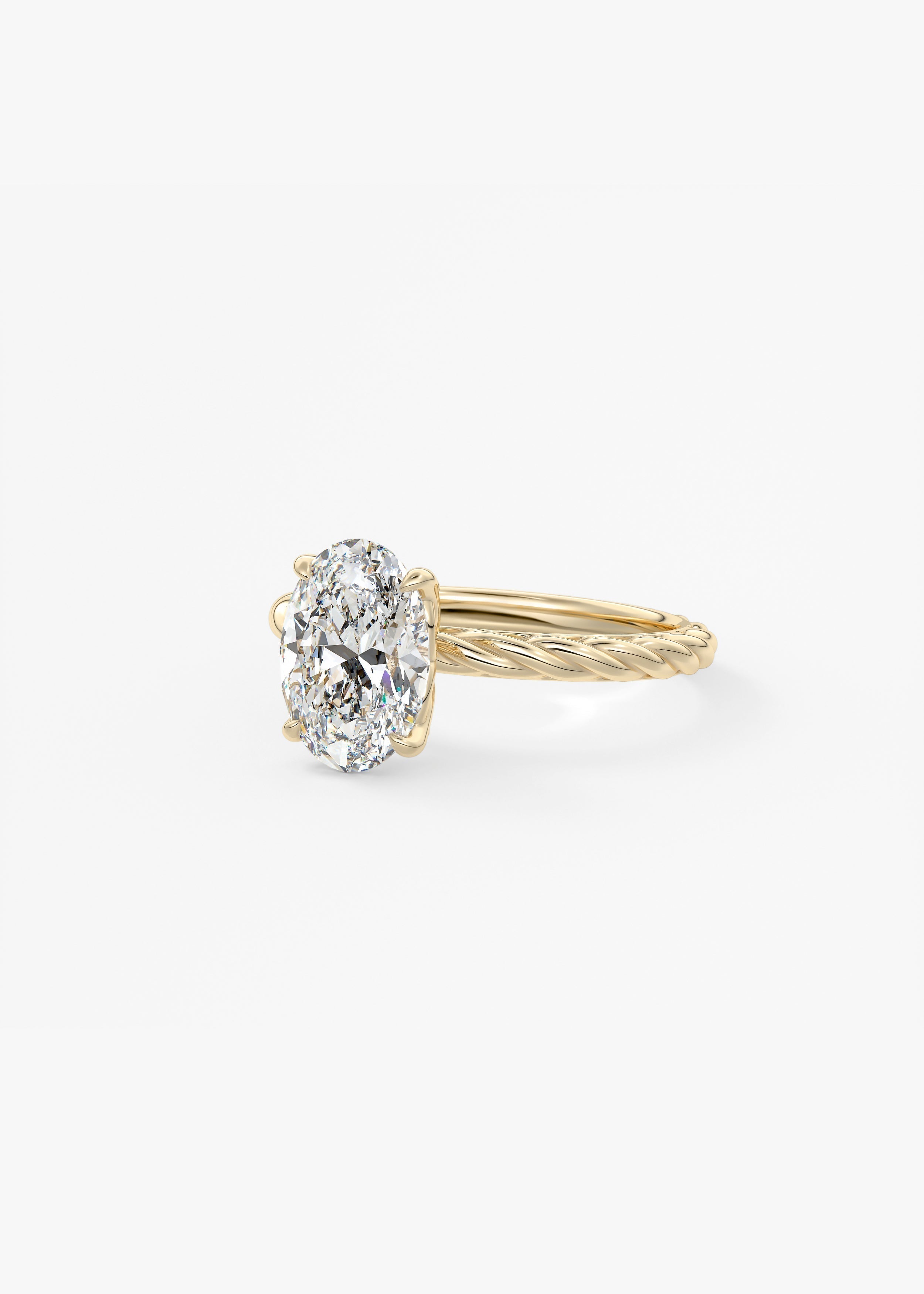 Oval Twisted Multi Stones Lab Grown Diamond Engagement Ring