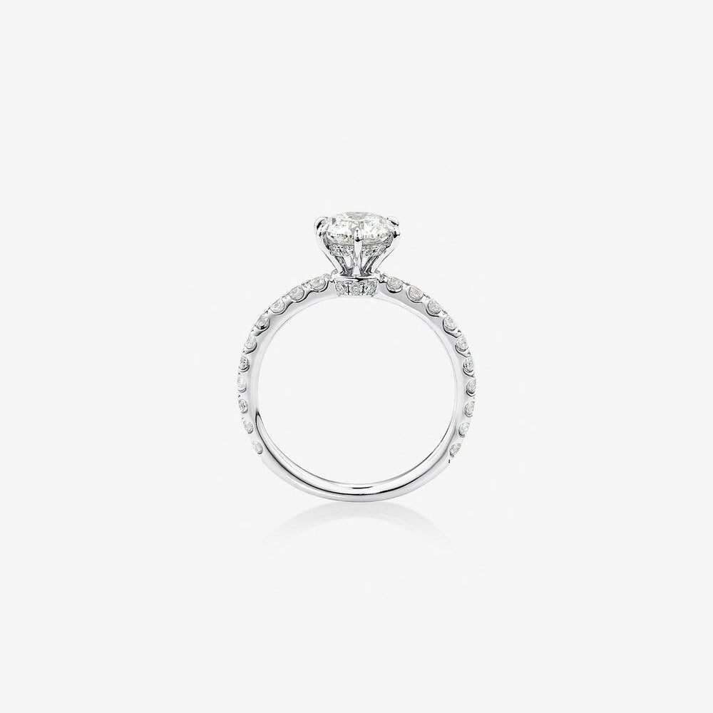Stunning 1.37 CT Round Moissanite Engagement Ring in Pave Design 2