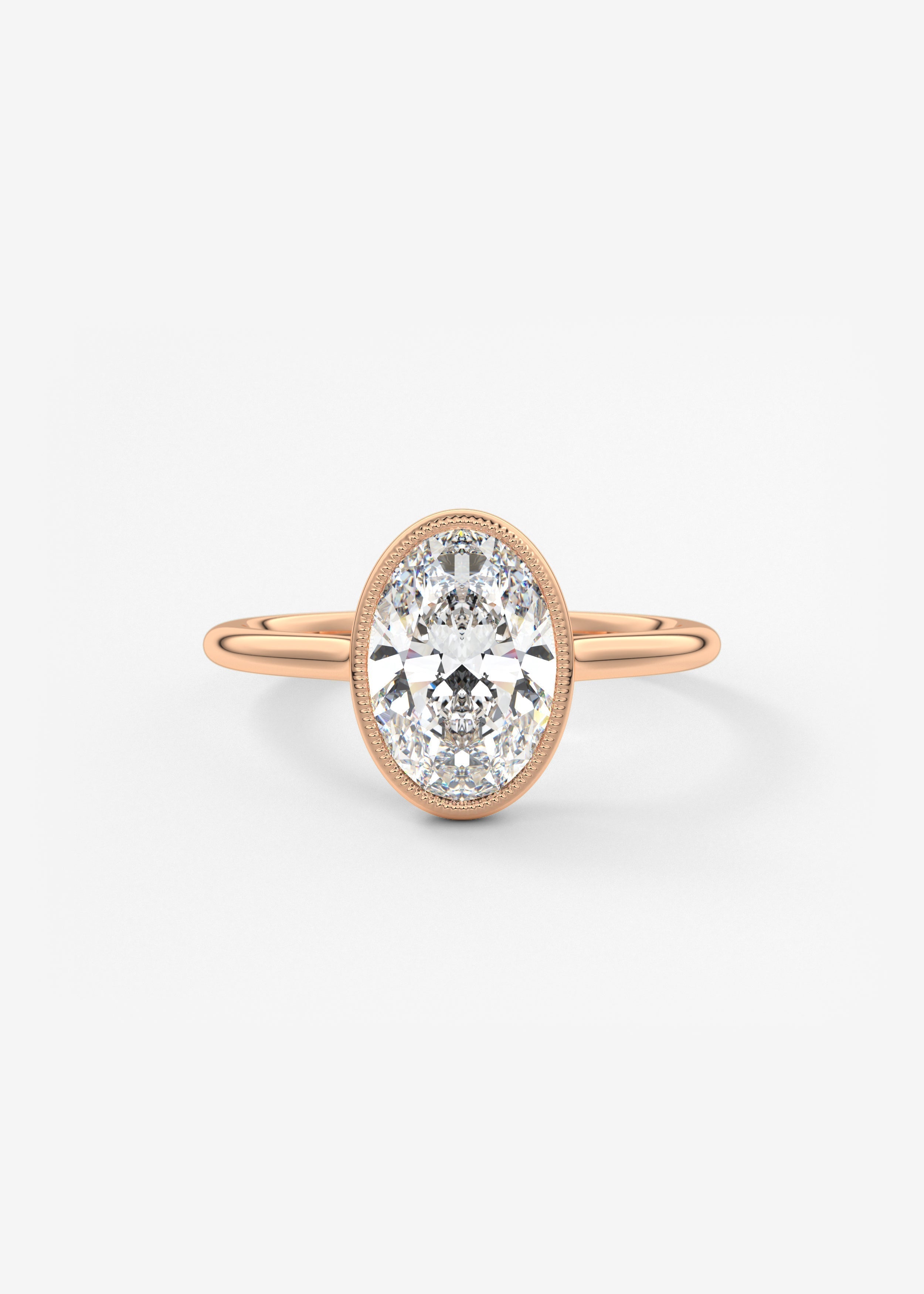 Oval Milgrain Bezel Lab Grown Diamond Engagement Ring