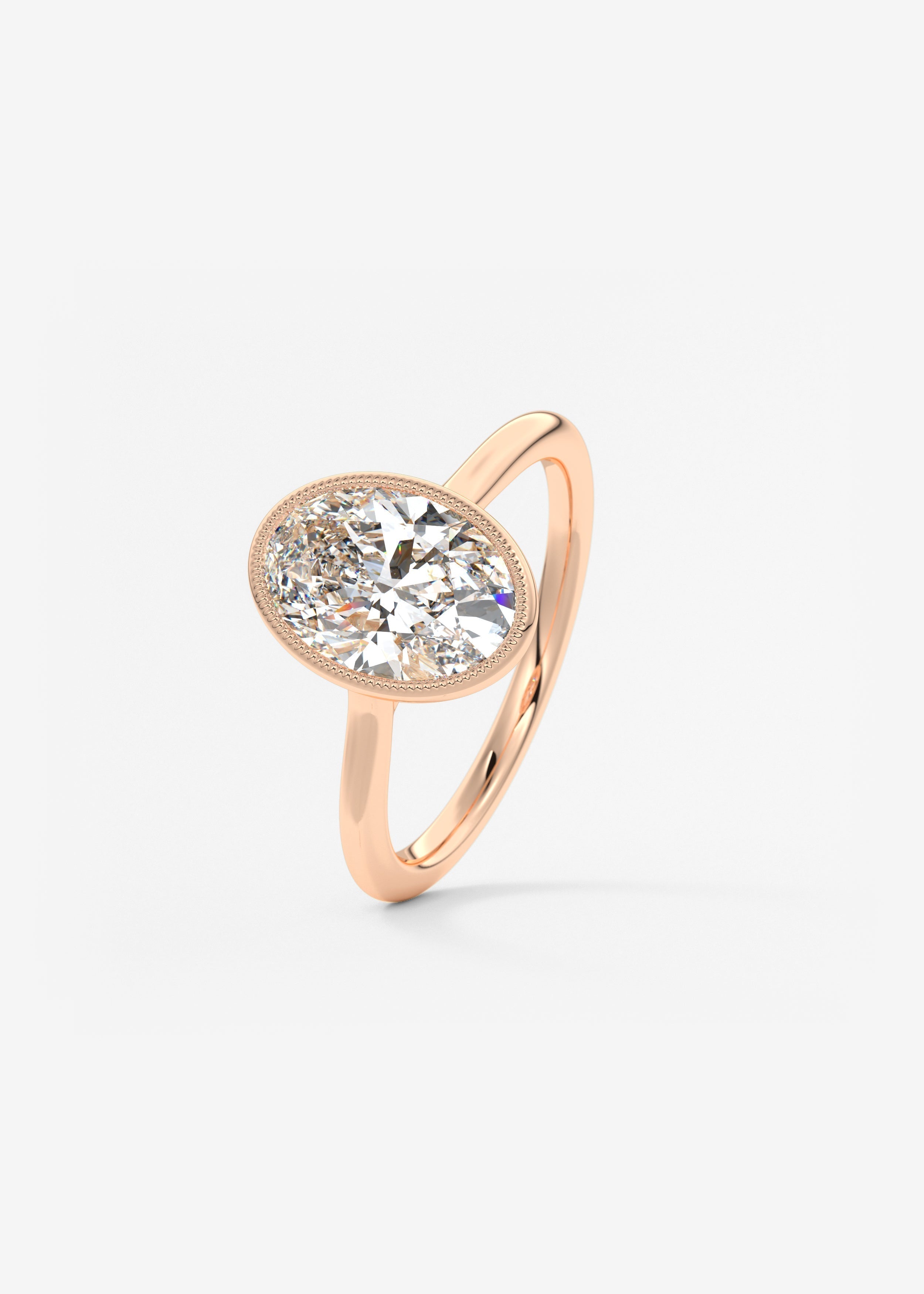 Oval Milgrain Bezel Lab Grown Diamond Engagement Ring