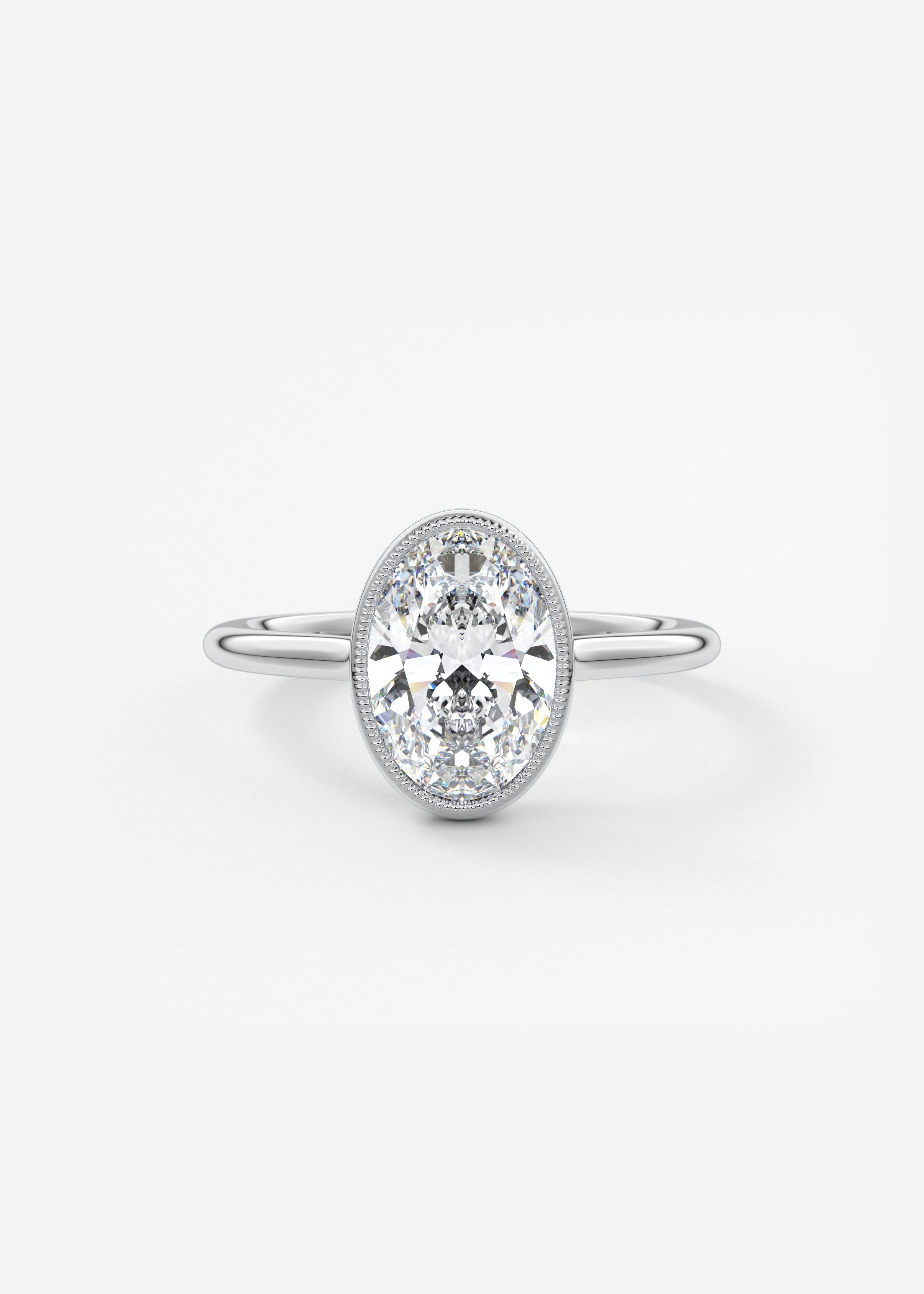 Oval Milgrain Bezel Lab Grown Diamond Engagement Ring