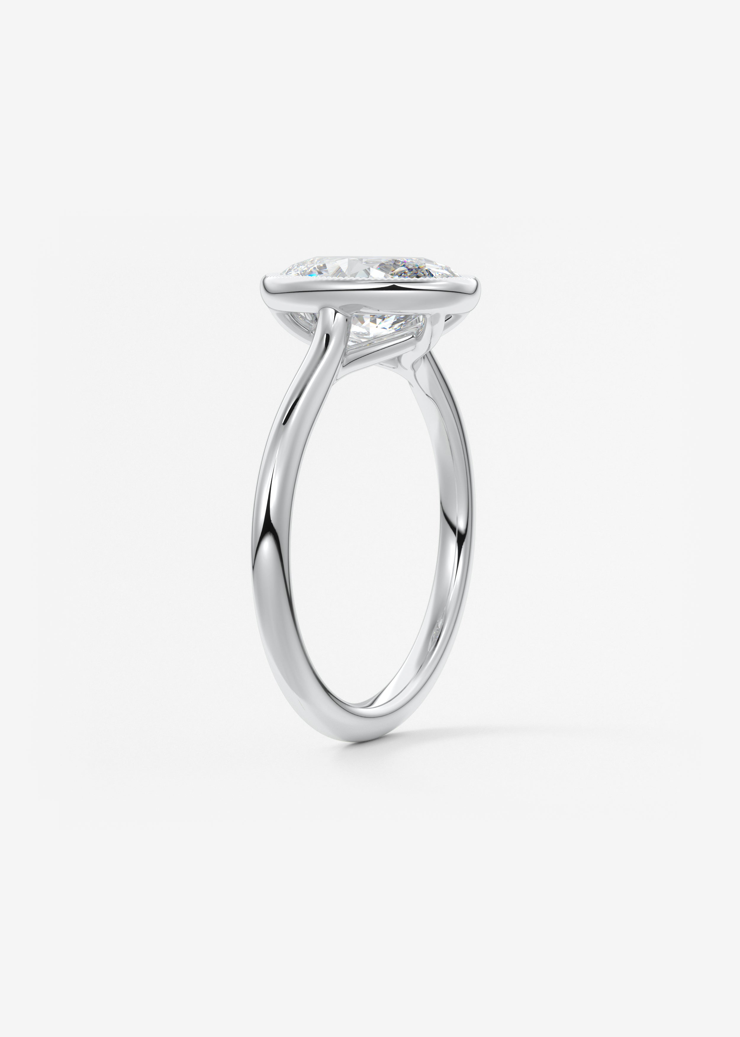 Oval Milgrain Bezel Lab Grown Diamond Engagement Ring