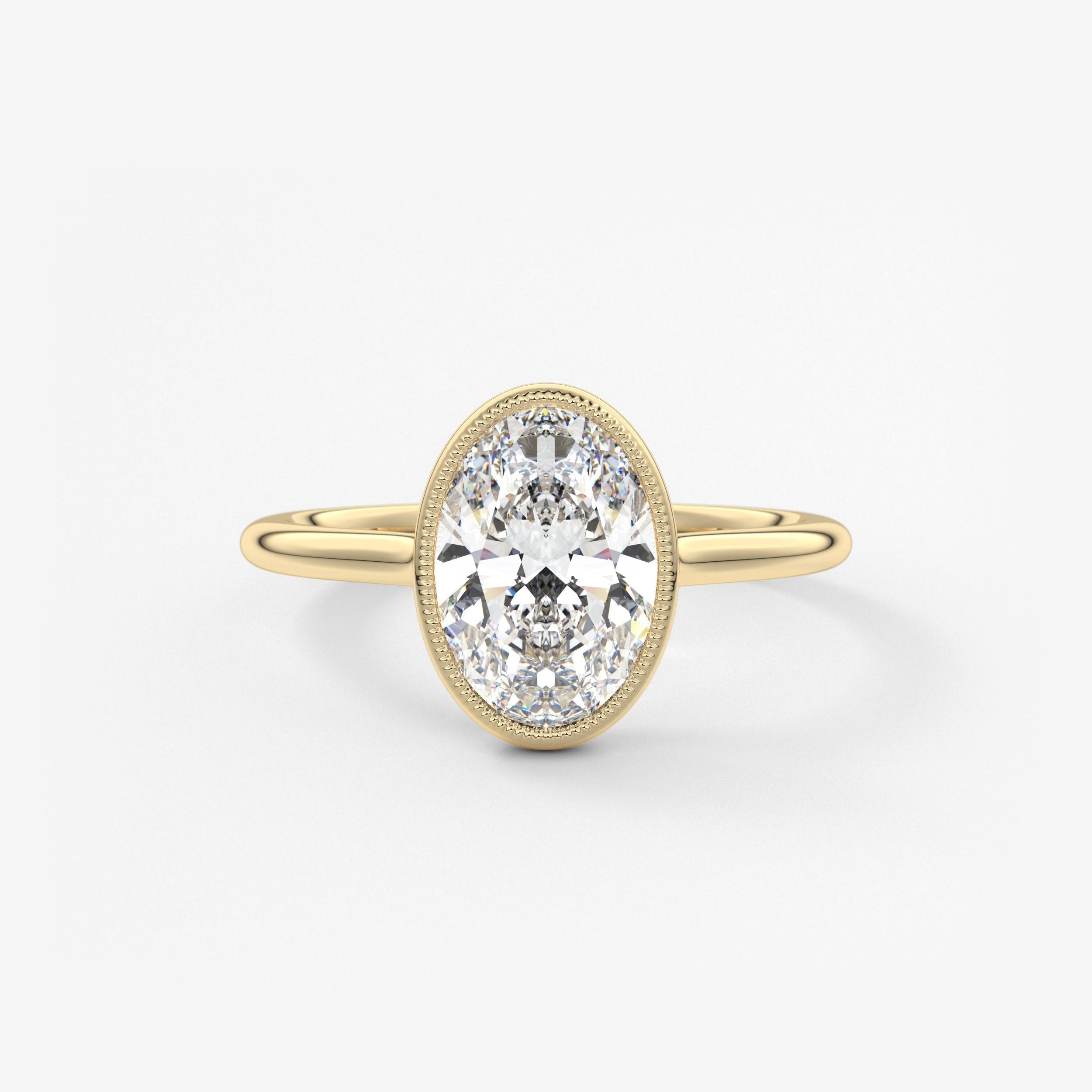 Oval Milgrain Bezel Lab Grown Diamond Engagement Ring