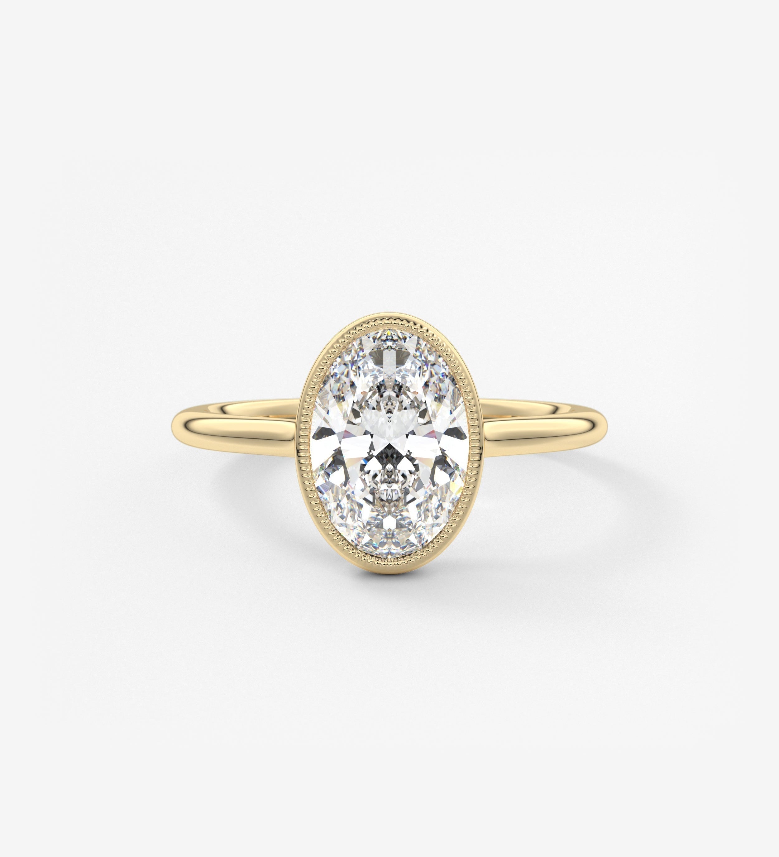 Oval Milgrain Bezel Lab Grown Diamond Engagement Ring