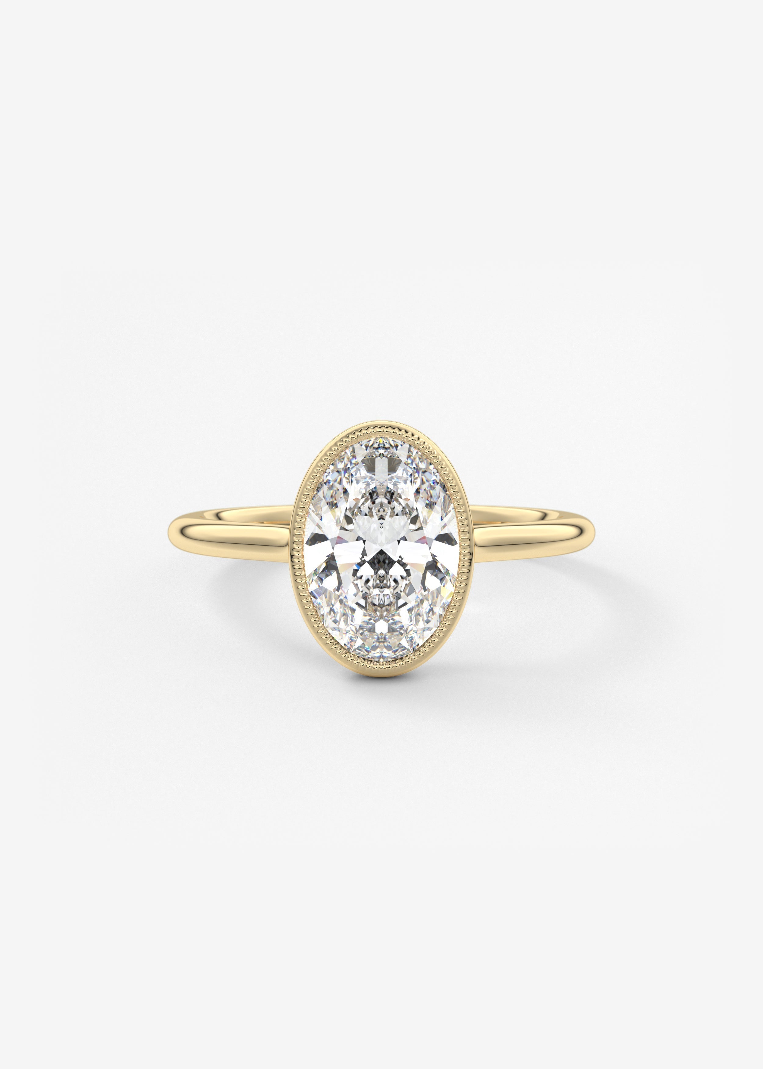 Oval Milgrain Bezel Lab Grown Diamond Engagement Ring