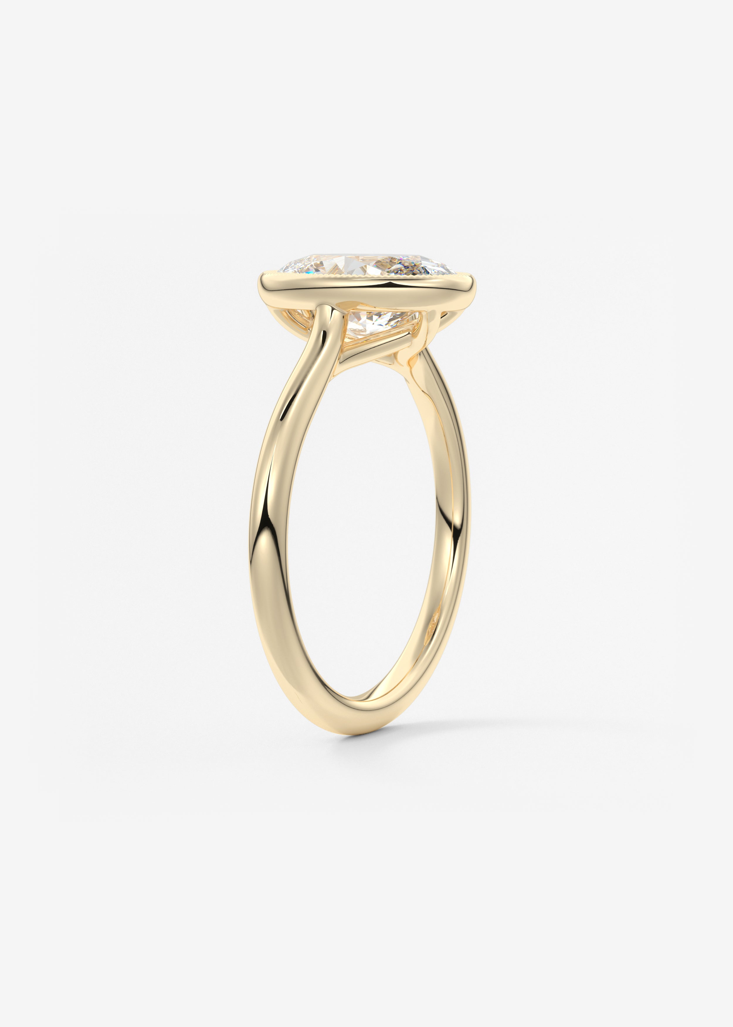 Oval Milgrain Bezel Lab Grown Diamond Engagement Ring