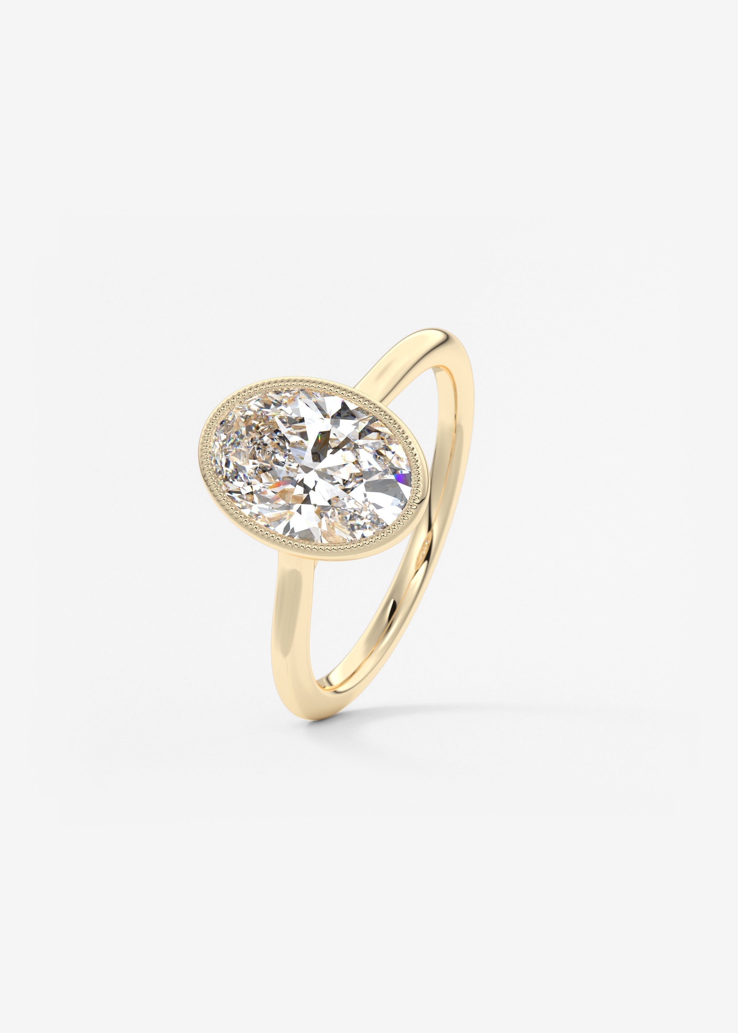 Oval Milgrain Bezel Lab Grown Diamond Engagement Ring
