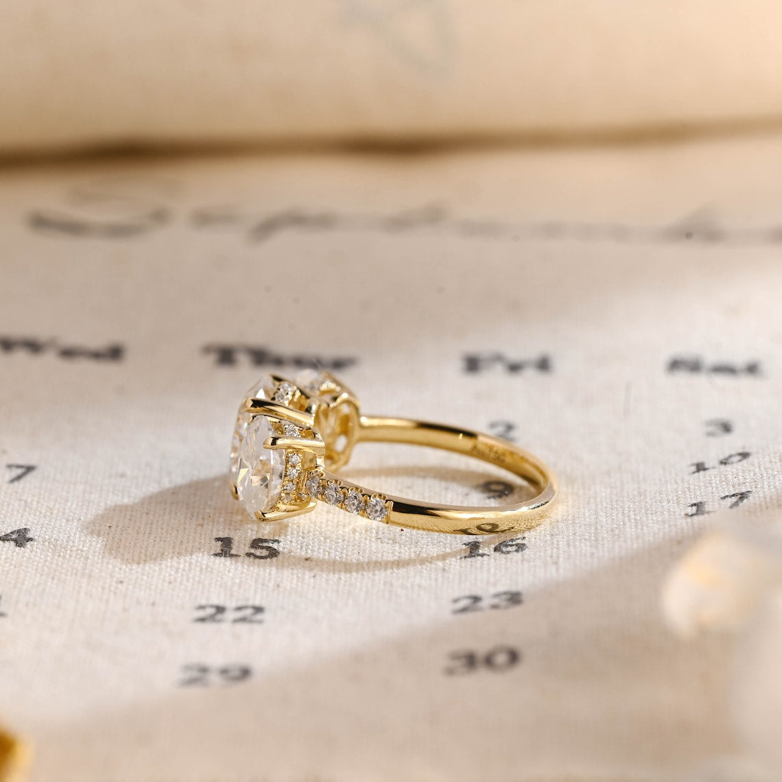 Stunning 3.0 CT Oval Moissanite Engagement Ring with 3 Stones Design 4