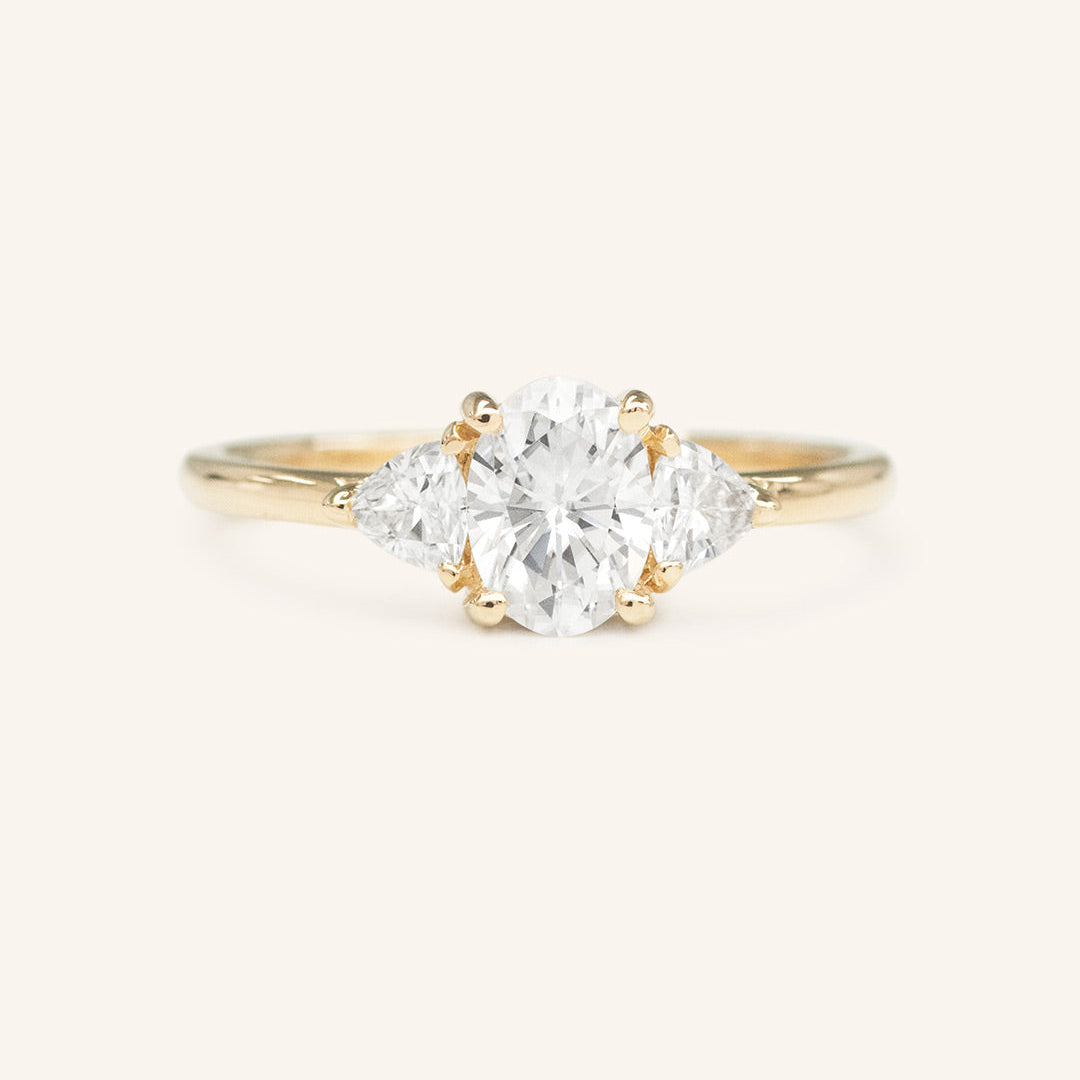 Stunning 1 CT Oval Moissanite Engagement Ring With Three Stone Design 1