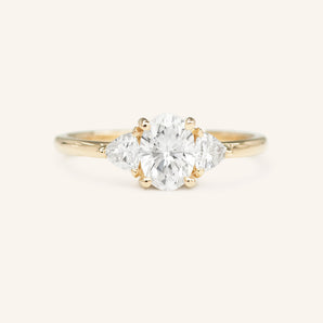 Stunning 1 CT Oval Moissanite Engagement Ring With Three Stone Design