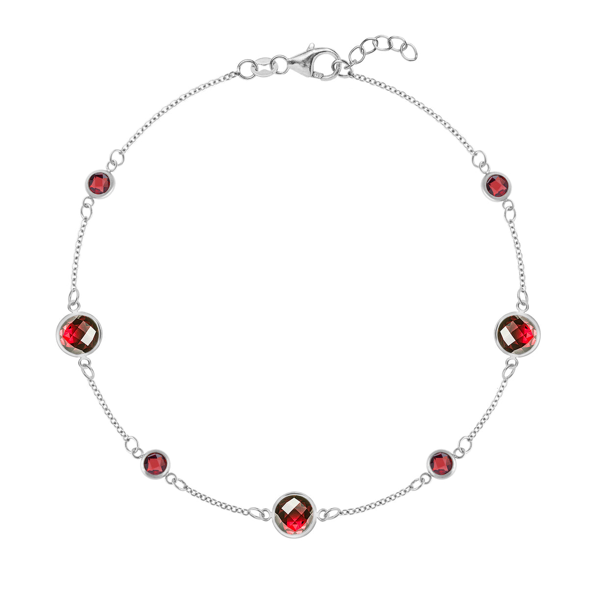 2.14 TCW Round Garnet Lab Made Diamond- January Birthstone Bracelets 5