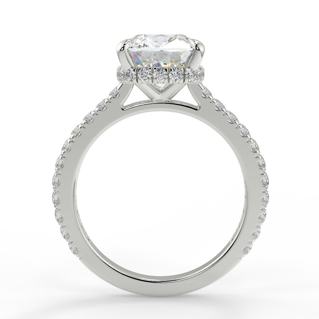 Stunning 2.45 CT Cushion Moissanite Engagement Ring with Hidden Halo & Pave Design 6