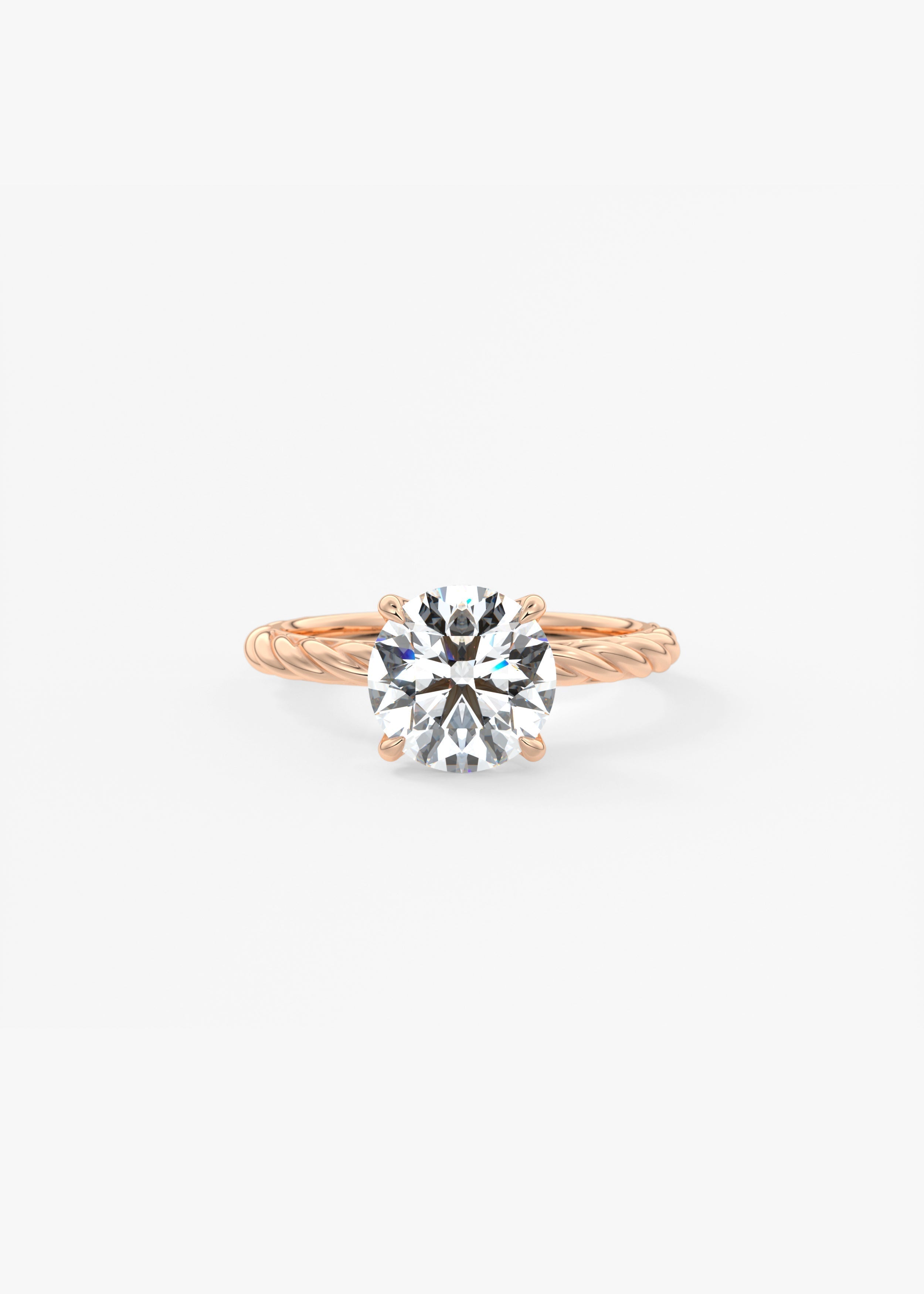 Round Twisted Multi Stones Lab Grown Diamond Engagement Ring