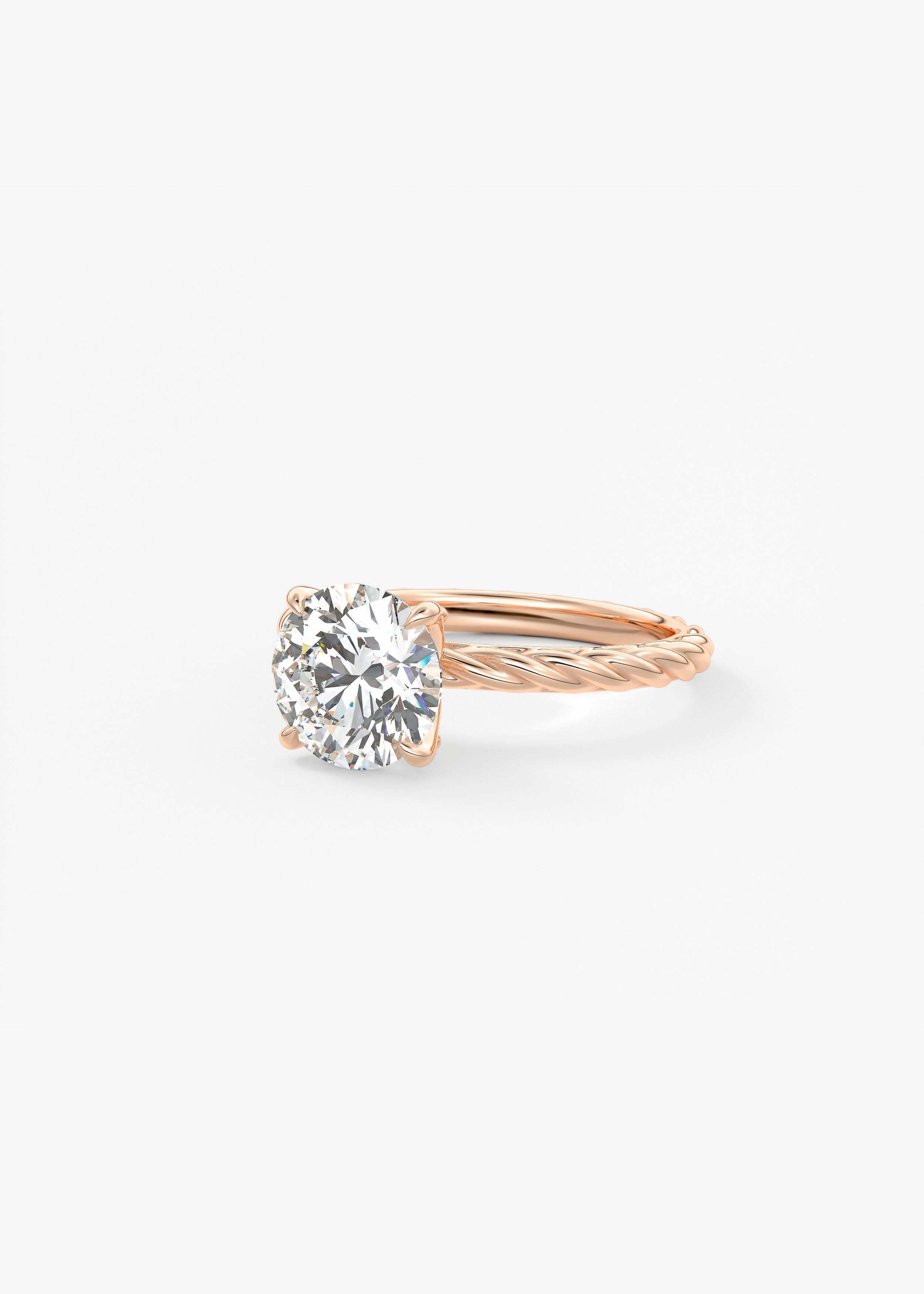 Round Twisted Multi Stones Lab Grown Diamond Engagement Ring