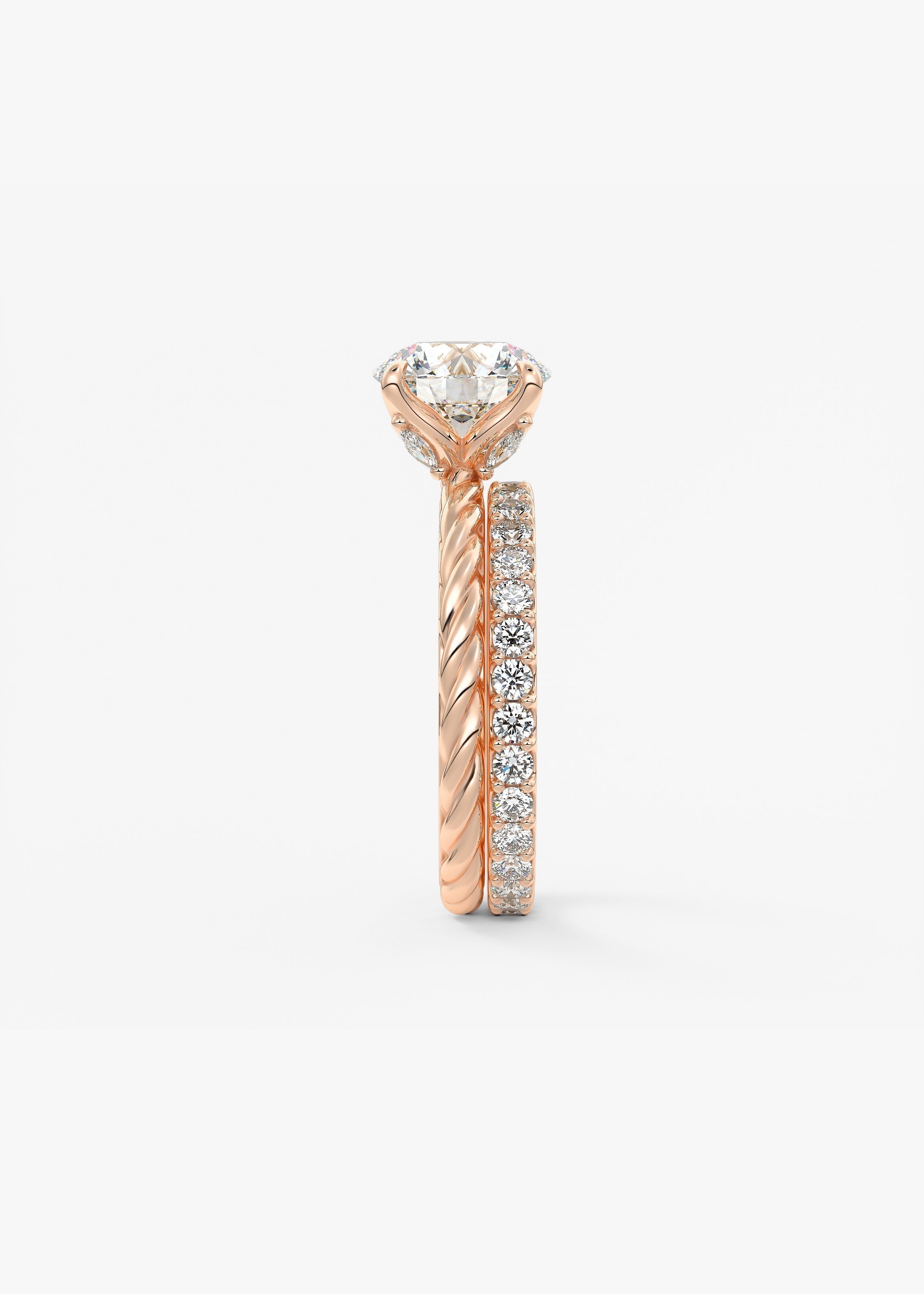 Round Twisted Multi Stones Lab Grown Diamond Engagement Ring
