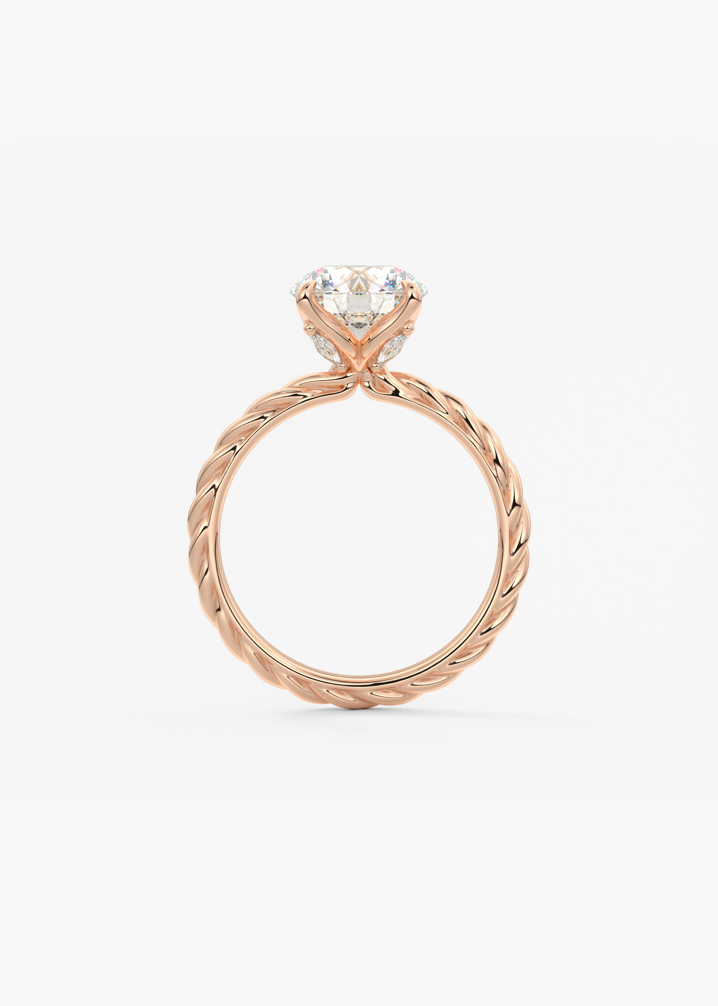 Round Twisted Multi Stones Lab Grown Diamond Engagement Ring