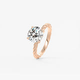 Round Twisted Multi Stones Lab Grown Diamond Engagement Ring