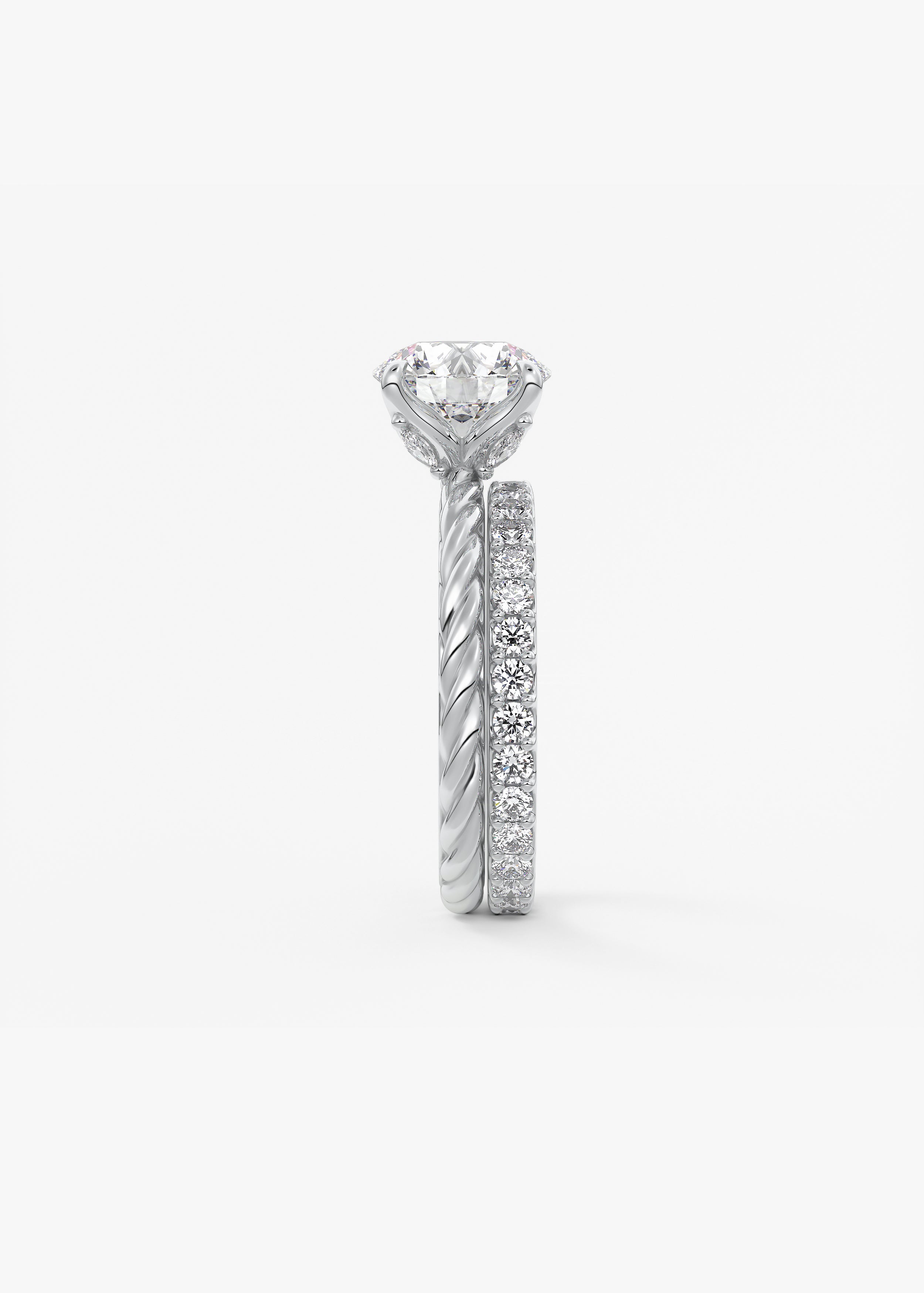 Round Twisted Multi Stones Lab Grown Diamond Engagement Ring