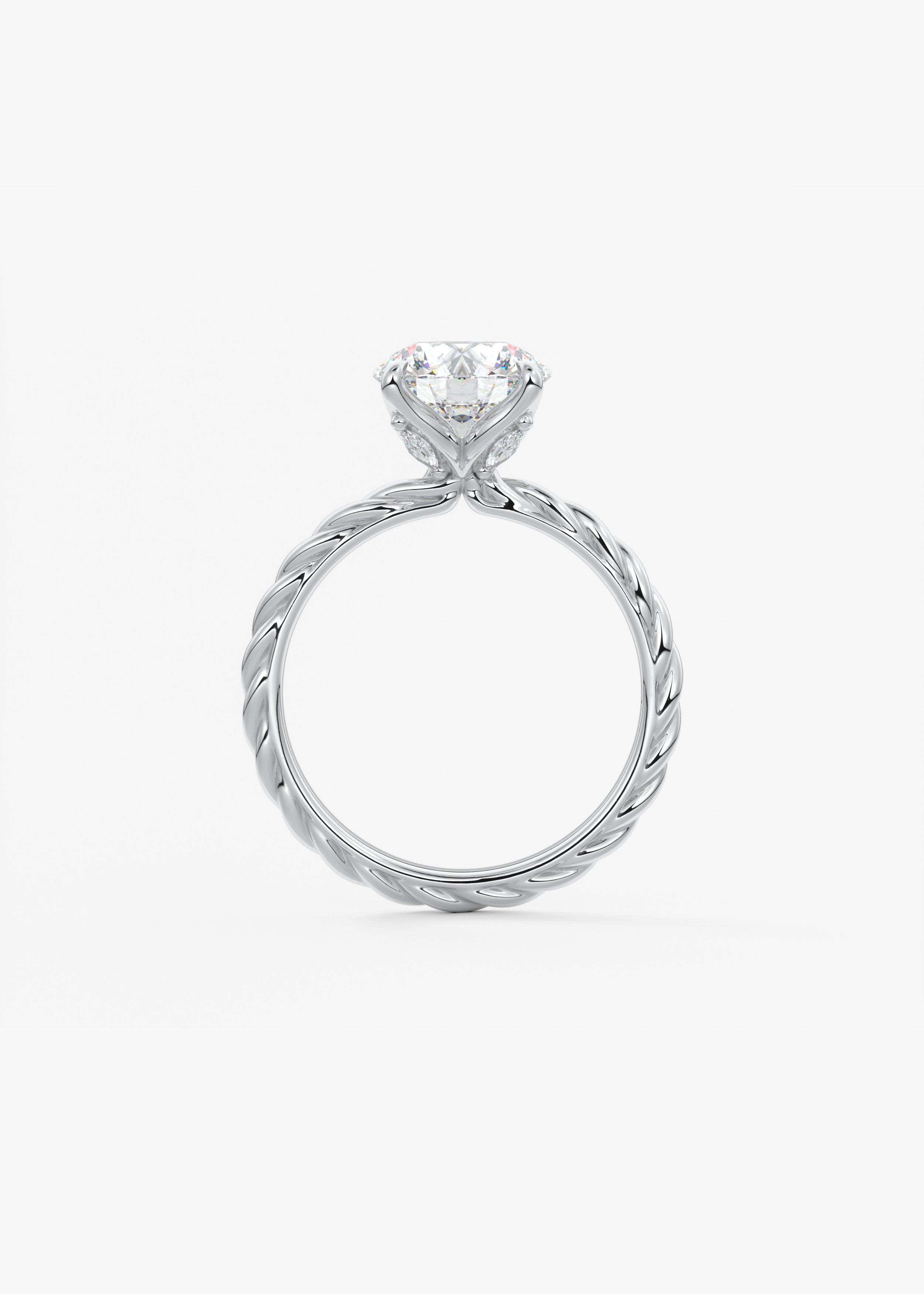 Round Twisted Multi Stones Lab Grown Diamond Engagement Ring
