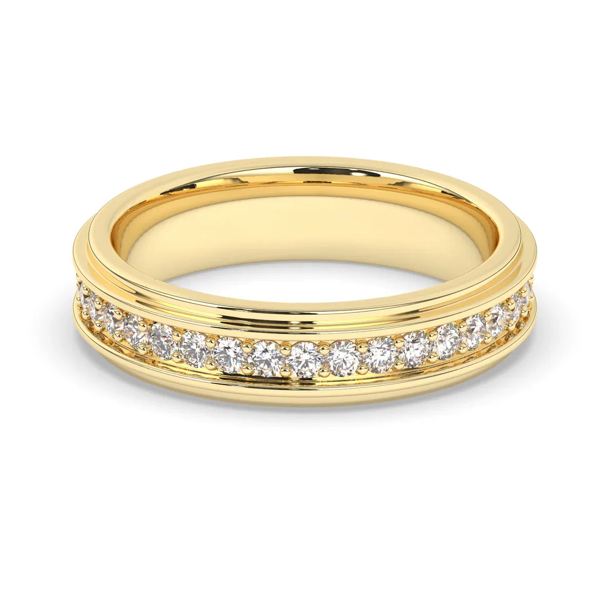 Delicate 0.60 CT Moissanite Eternity Men's Wedding Band with Round Cut Stones in Solid Gold 1