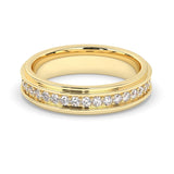 Delicate 0.60 CT Moissanite Eternity Men's Wedding Band with Round Cut Stones in Solid Gold 1