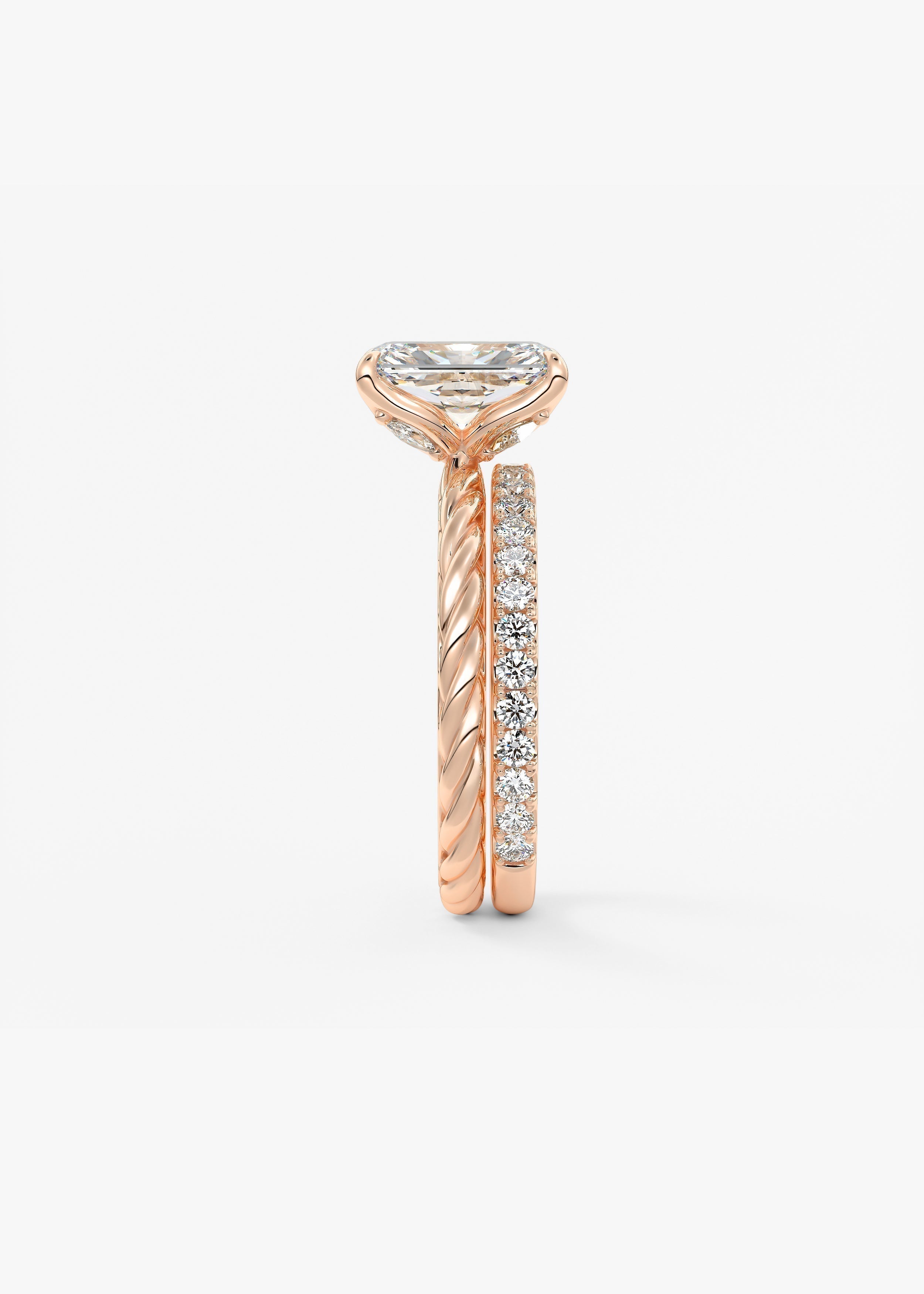 Radiant Twisted Multi Stones Lab Grown Diamond Engagement Ring
