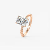 Radiant Twisted Multi Stones Lab Grown Diamond Engagement Ring