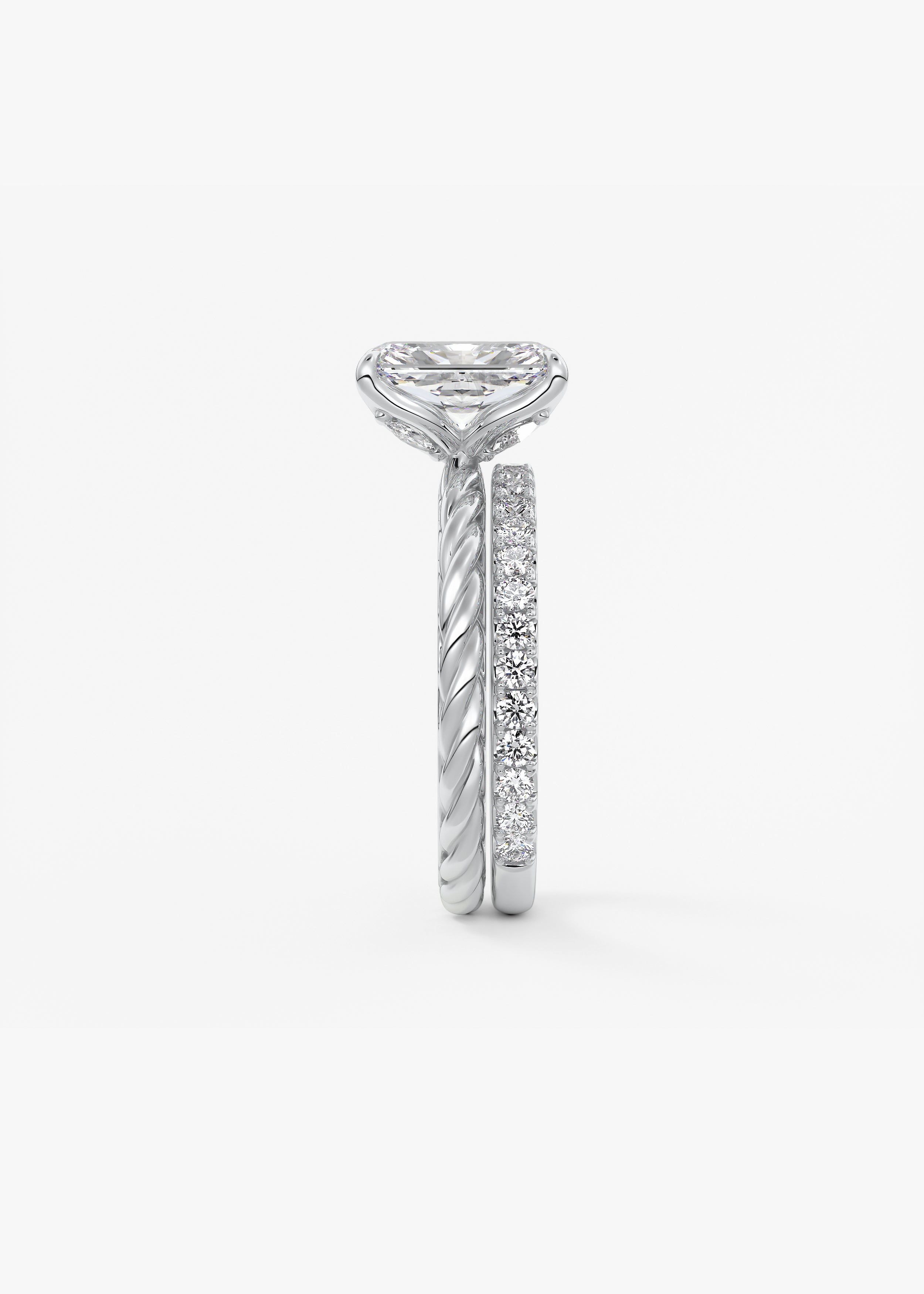 Radiant Twisted Multi Stones Lab Grown Diamond Engagement Ring