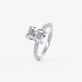 Radiant Twisted Multi Stones Lab Grown Diamond Engagement Ring