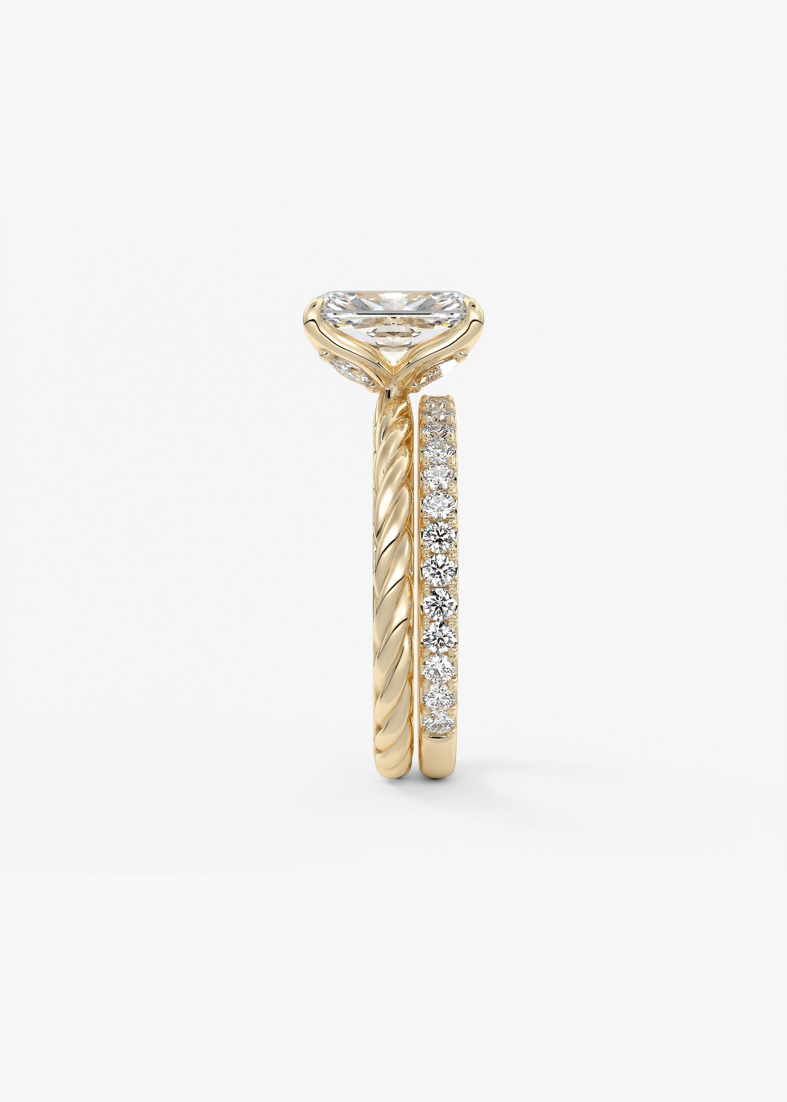 Radiant Twisted Multi Stones Lab Grown Diamond Engagement Ring