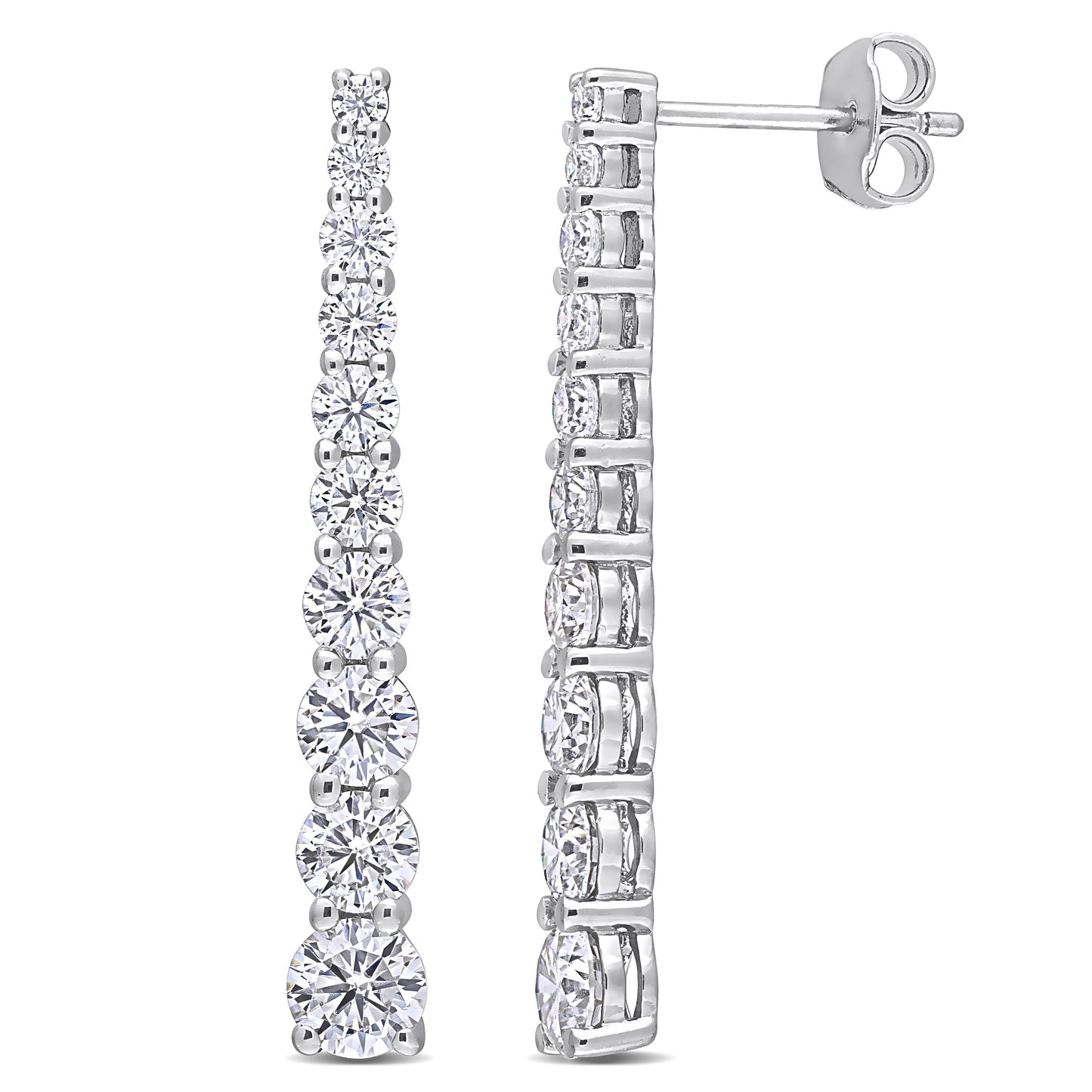 Round Cut Cubic Zirconia in 925 Sterling Silver Earrings 7