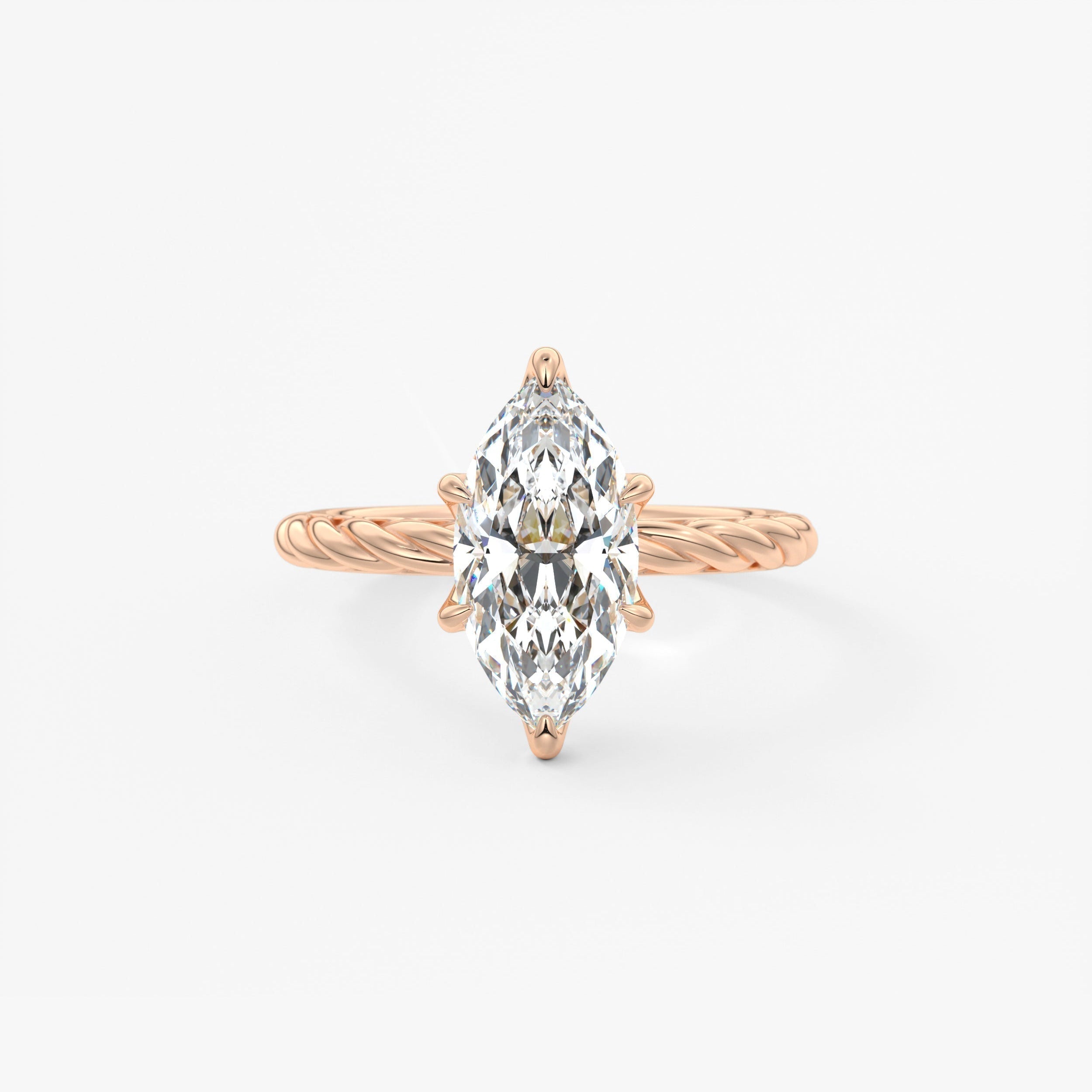 Marquise Twisted Multi Stones Lab Grown Diamond Engagement Ring