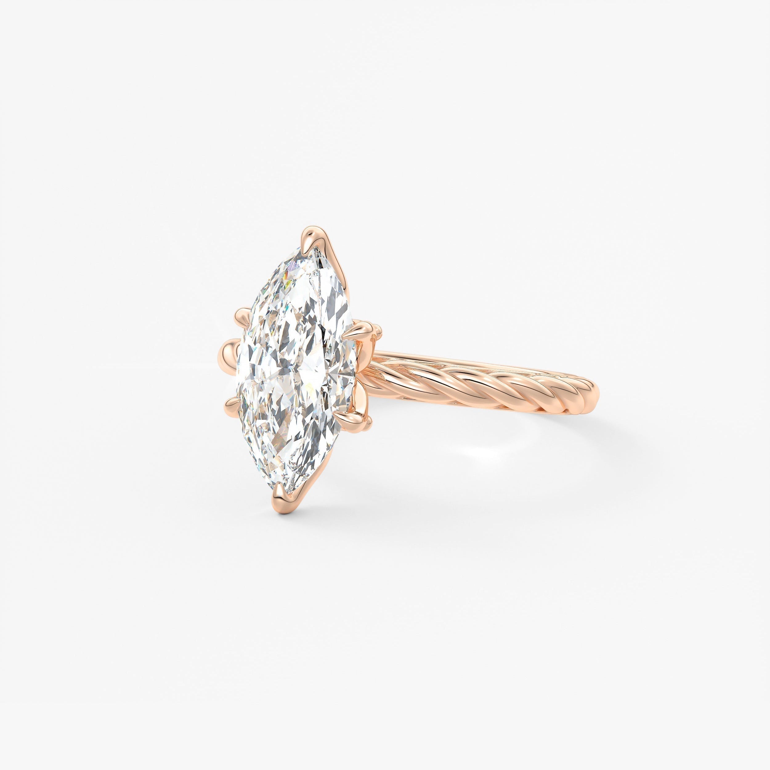 Marquise Twisted Multi Stones Lab Grown Diamond Engagement Ring