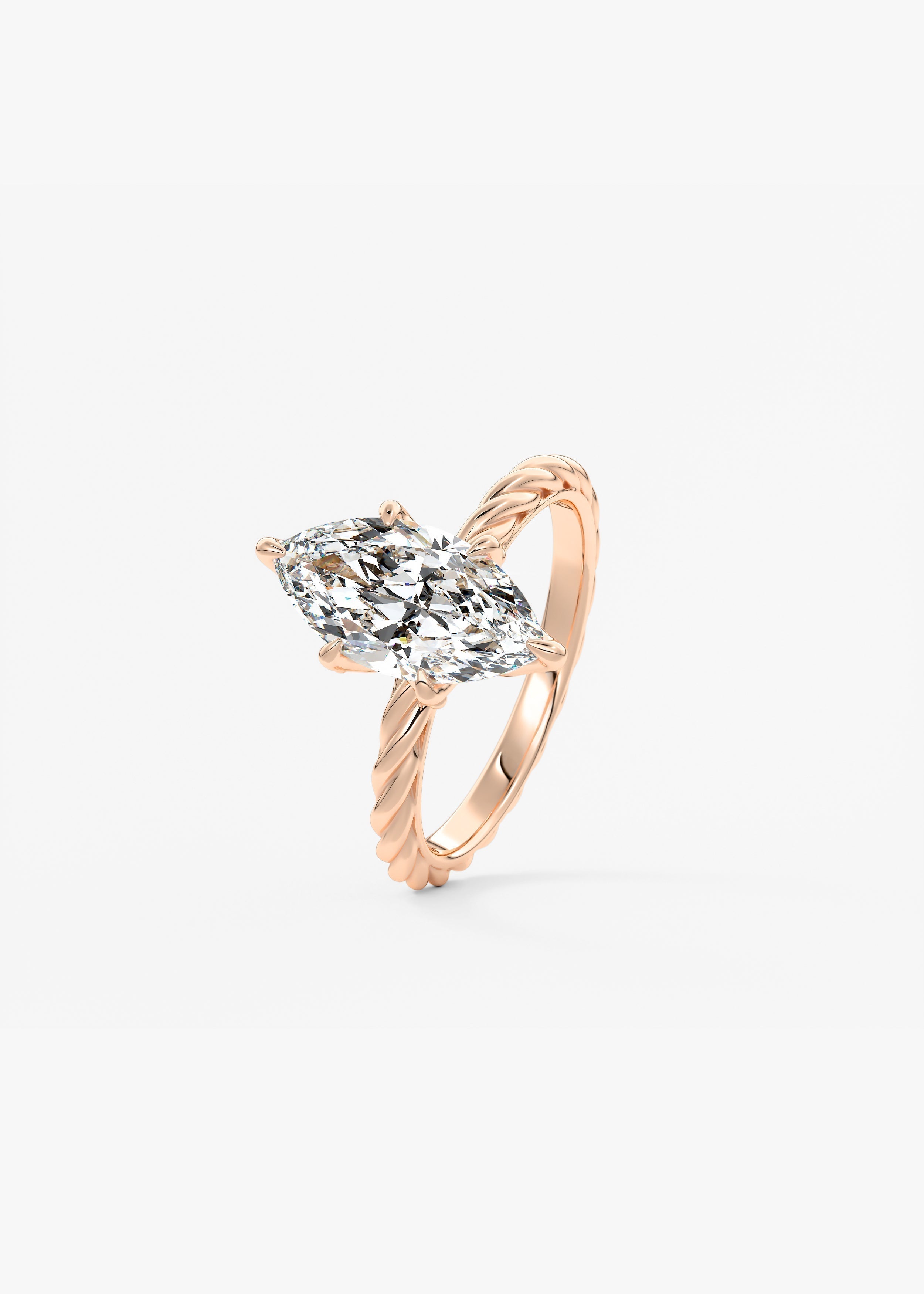 Marquise Twisted Multi Stones Lab Grown Diamond Engagement Ring